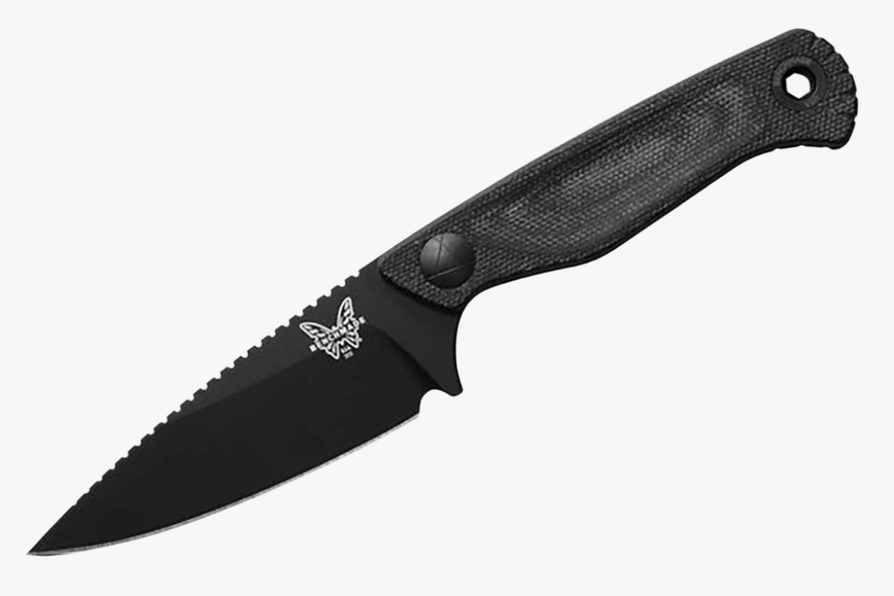 Benchmade Dacian Pocket Fixed Blade Knife 3.54" CPM-MagnaCut Black Spear Point Blade Black Canvas Micarta Handles 203BK-02 - NORTH RIVER OUTDOORS
