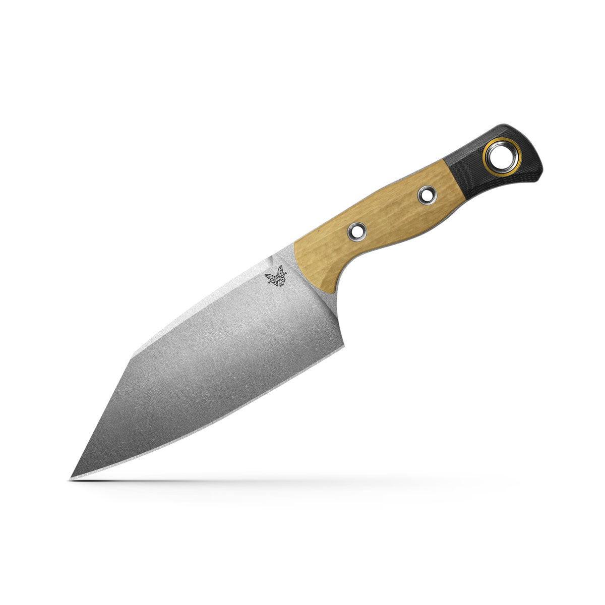 Benchmade Station Knife Fixed Blade 5.82" CPM-154 Stonewashed Clip Point Blade,Tan Richlite Handles with Black G10 Bolsters - NORTH RIVER OUTDOORS