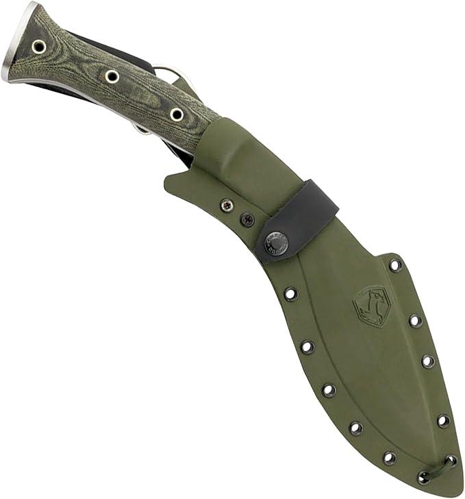 Condor Tools & Knife K-Tact Kukri Knife 10" Carbon Steel Blade w/ Army Green Micarta Handles and Kydex Sheath - NORTH RIVER OUTDOORS