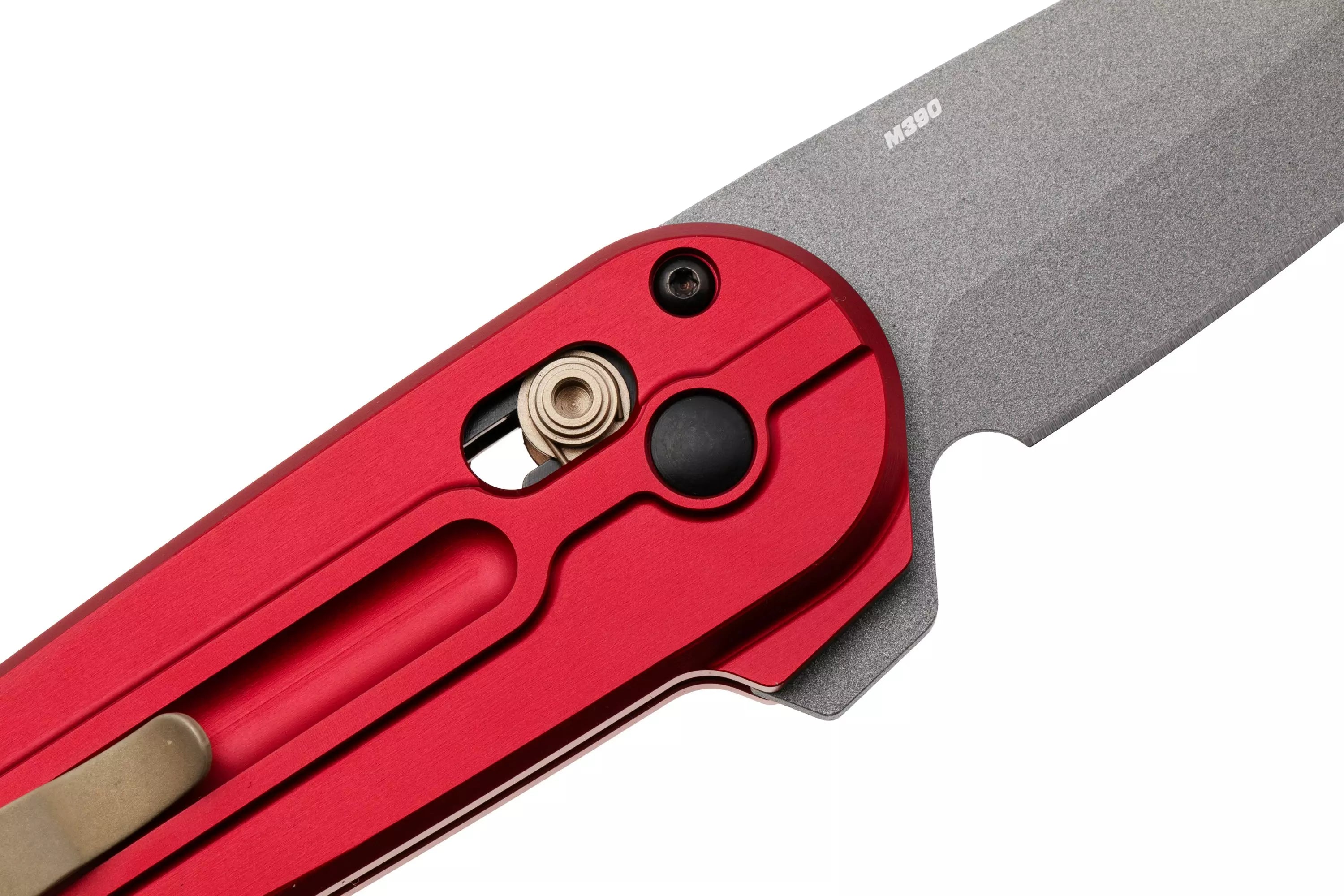 Benchmade Lowden AXIS Flipper Knife 2.79" M390 Gray Cerakote Spear Point Blade, Phoenix Red Aluminum Handles