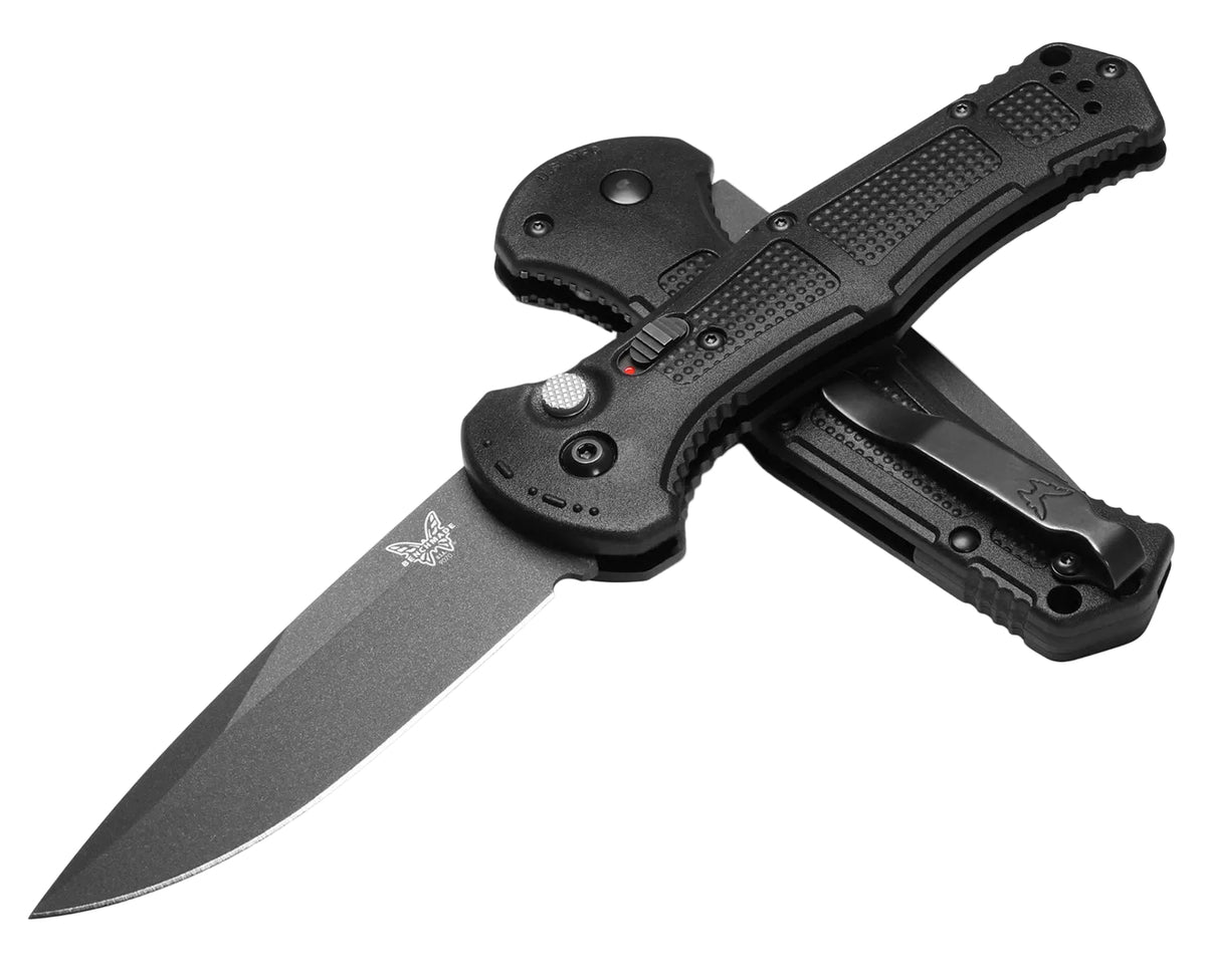 Benchmade 9070BK-02 Claymore Auto Folding Knife 3.6" CPM-154 Black Drop Point w/ Black Grivory Handles