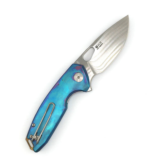 Custom GiantMouse ACE Tribeca Flipper Knife 2.875" MagnaCut Blue Titanium Handles (Italy) from NORTH RIVER OUTDOORS