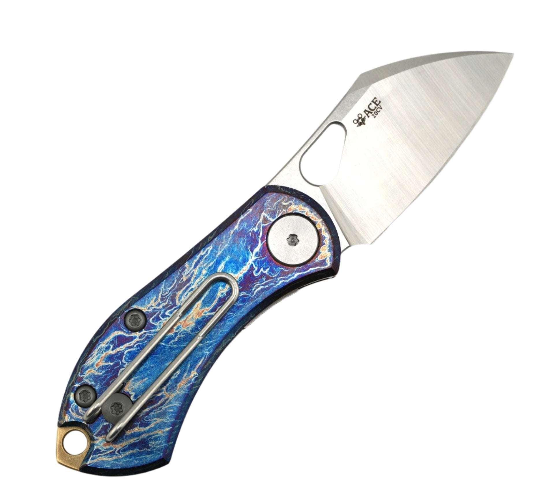 Custom GiantMouse ACE Nibbler Heat Antropic Titanium 20cv Folding Knife - NORTH RIVER OUTDOORS