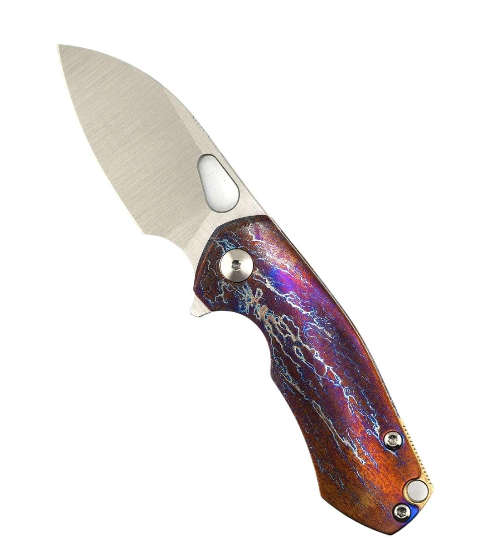 Custom GiantMouse ACE Riv Ti Framelock Heat Anodized Titanium Folding Knife - NORTH RIVER OUTDOORS