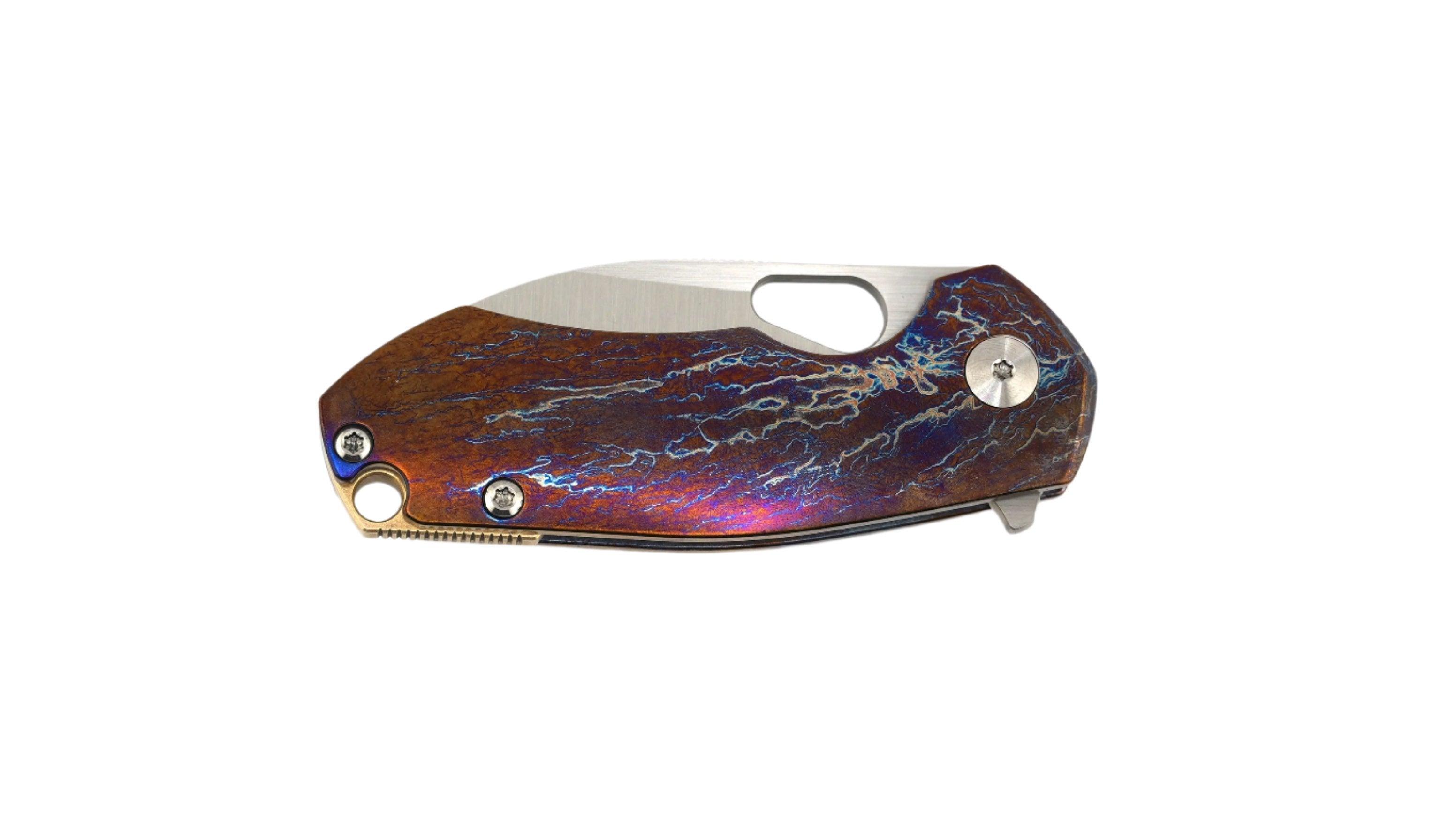 Custom GiantMouse ACE Riv Ti Framelock Heat Anodized Titanium Folding Knife - NORTH RIVER OUTDOORS