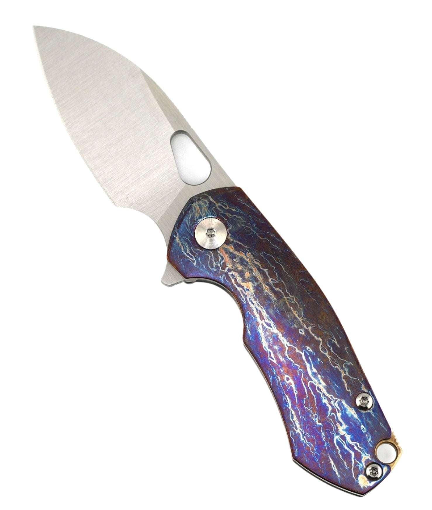 Custom GiantMouse ACE Riv Ti Framelock Single Side Heat Anodized Titanium Folding Knife - NORTH RIVER OUTDOORS