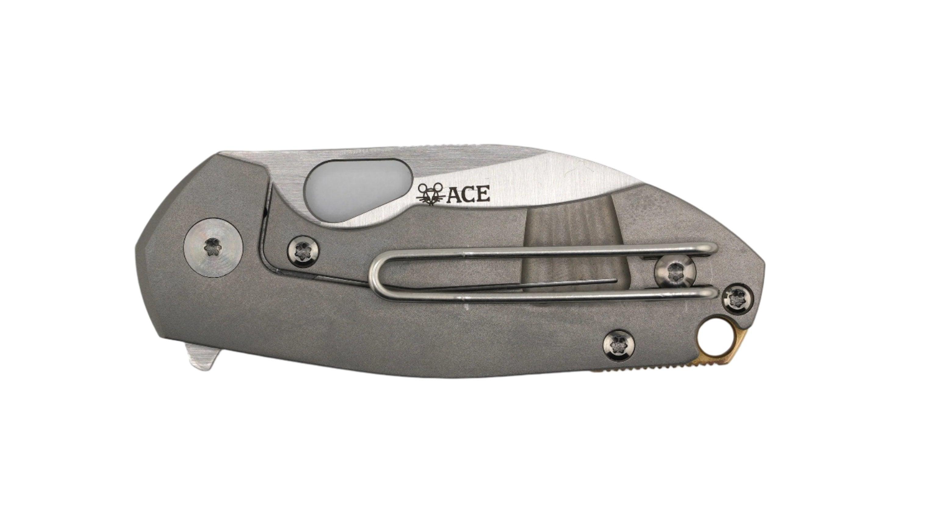 Custom GiantMouse ACE Riv Ti Framelock Single Side Heat Anodized Titanium Folding Knife - NORTH RIVER OUTDOORS