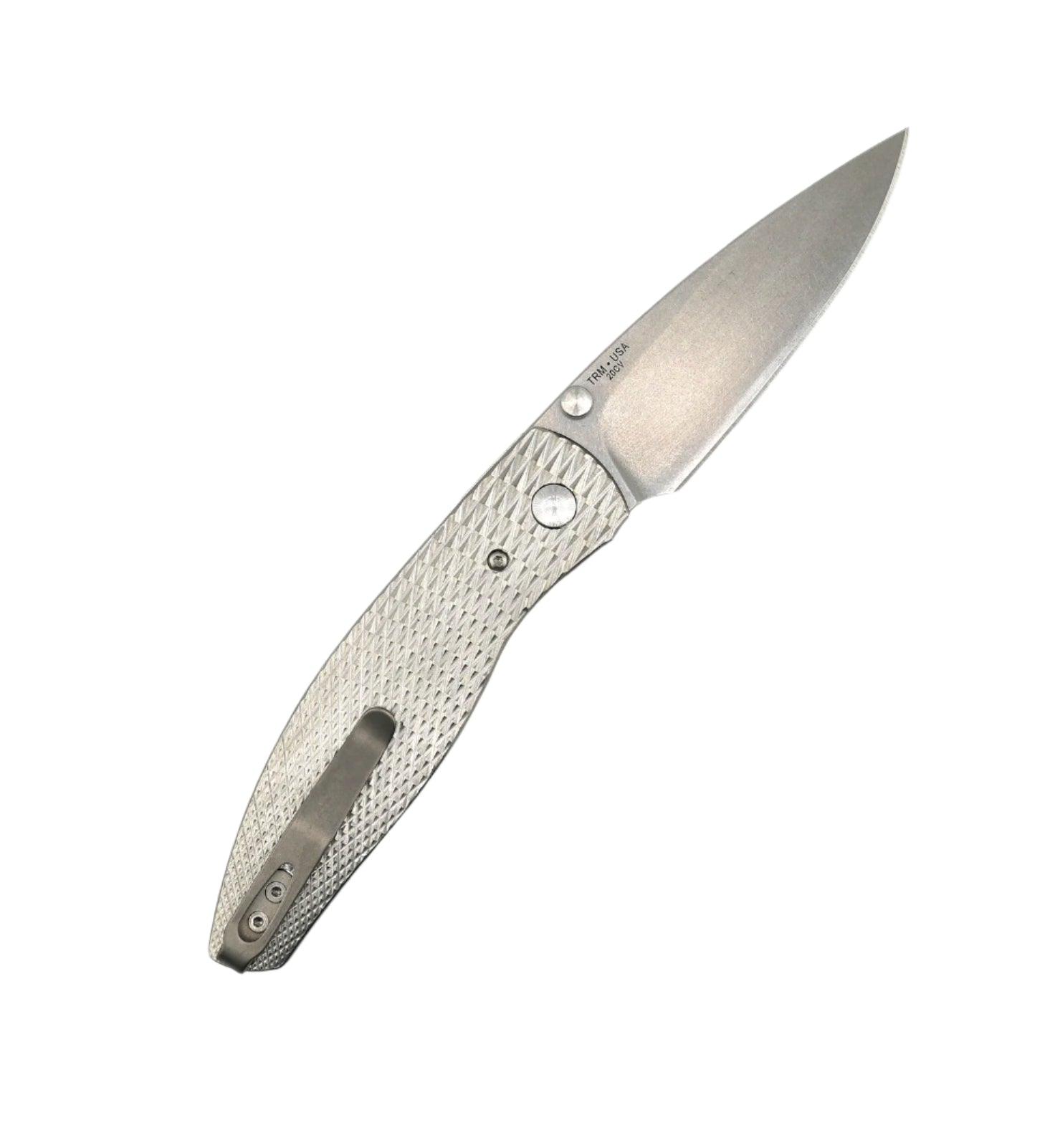 TRM Atom Liner Lock Lizard Skin Contoured 3D Titanium Scales Stonewashed 20CV - NORTH RIVER OUTDOORS