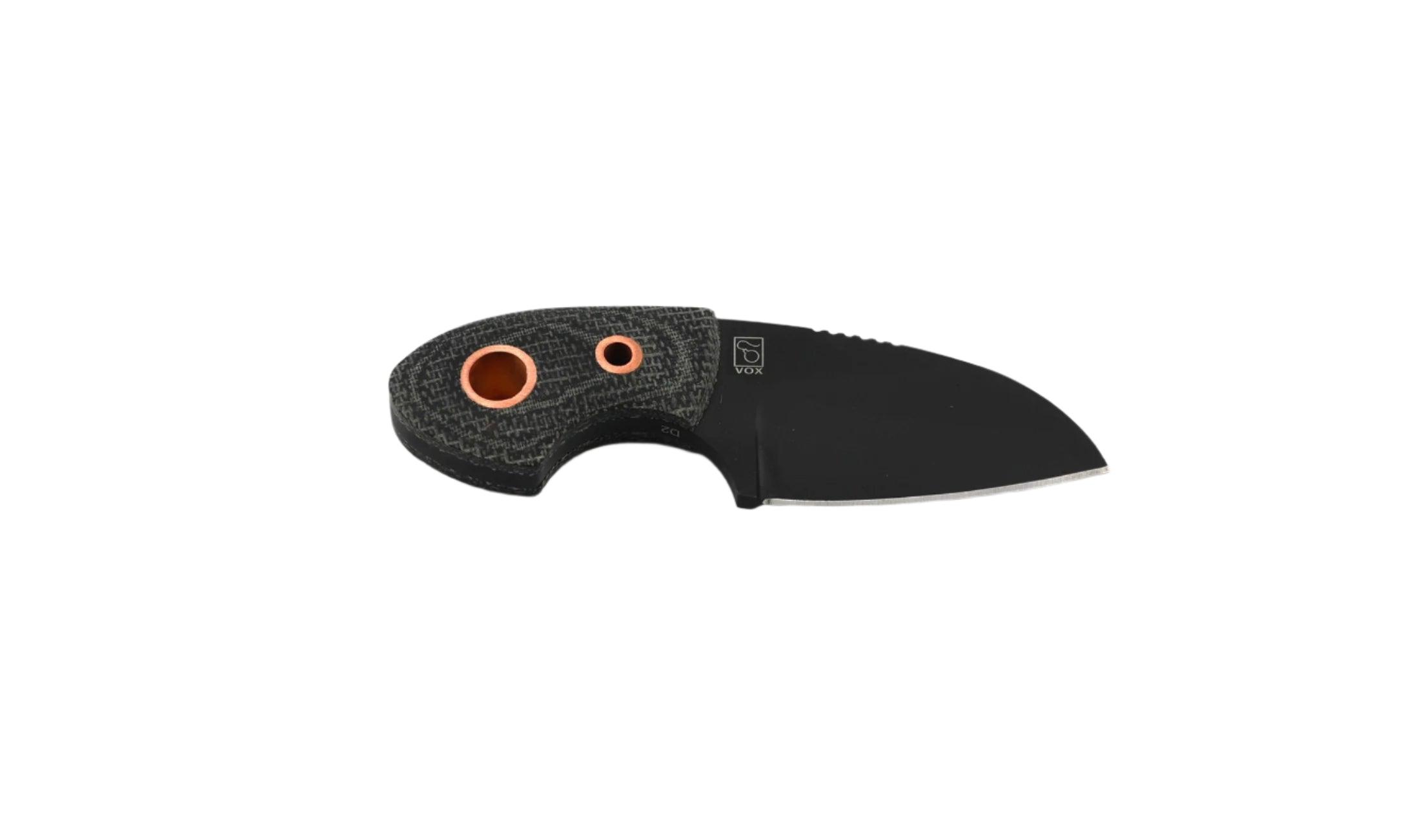 Boker 02BO084 Vox Knives Gnome Fixed 2.17" Black Sheepsfoot Blade w/ Black Micarta Handles with Copper Hardware - NORTH RIVER OUTDOORS