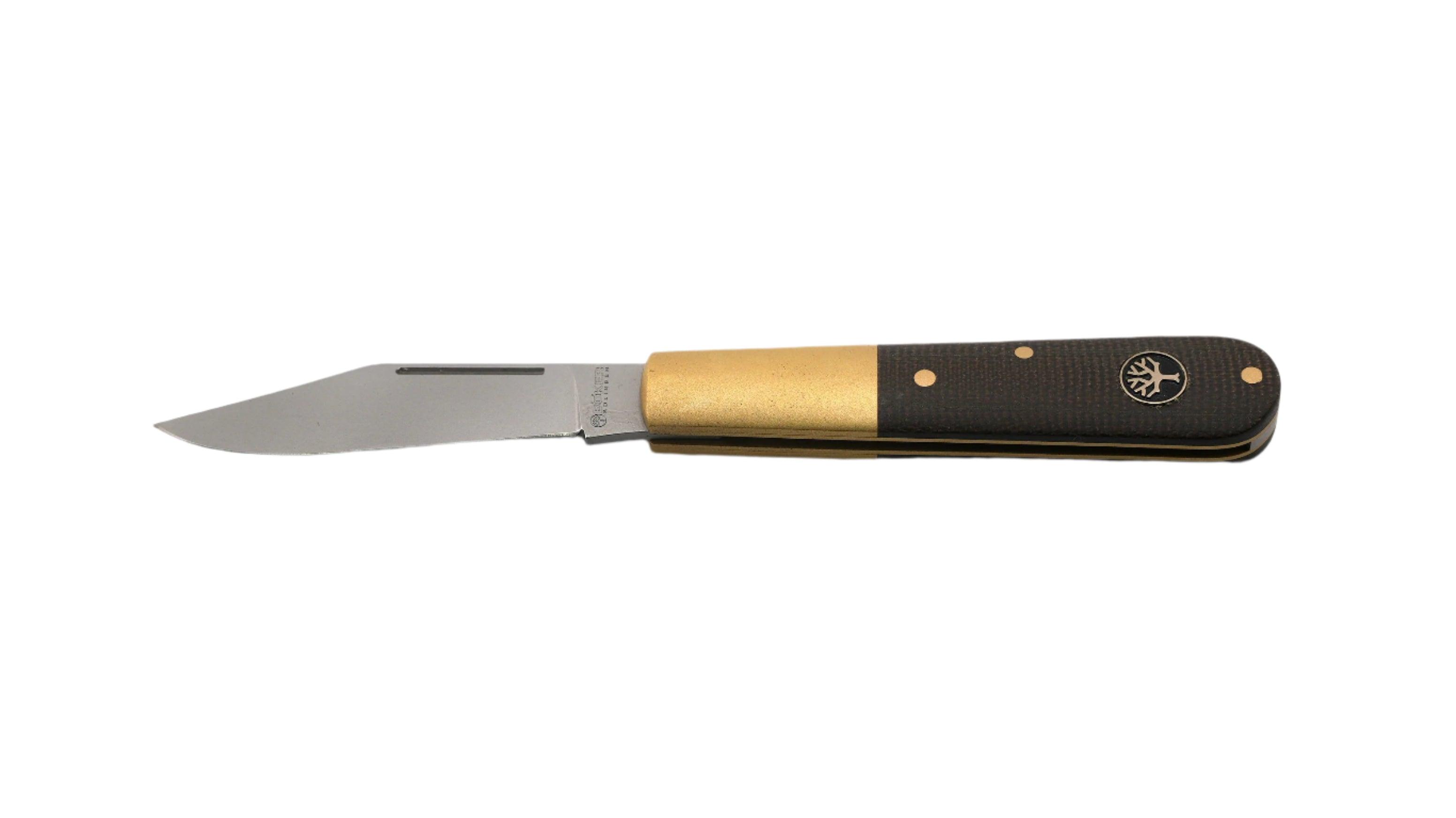 Boker Barlow Expedition Pocket Knife 440C Bead Blasted Blade w/ Micarta Handles with Brass Bolsters, Slipjoint 112941 - NORTH RIVER OUTDOORS