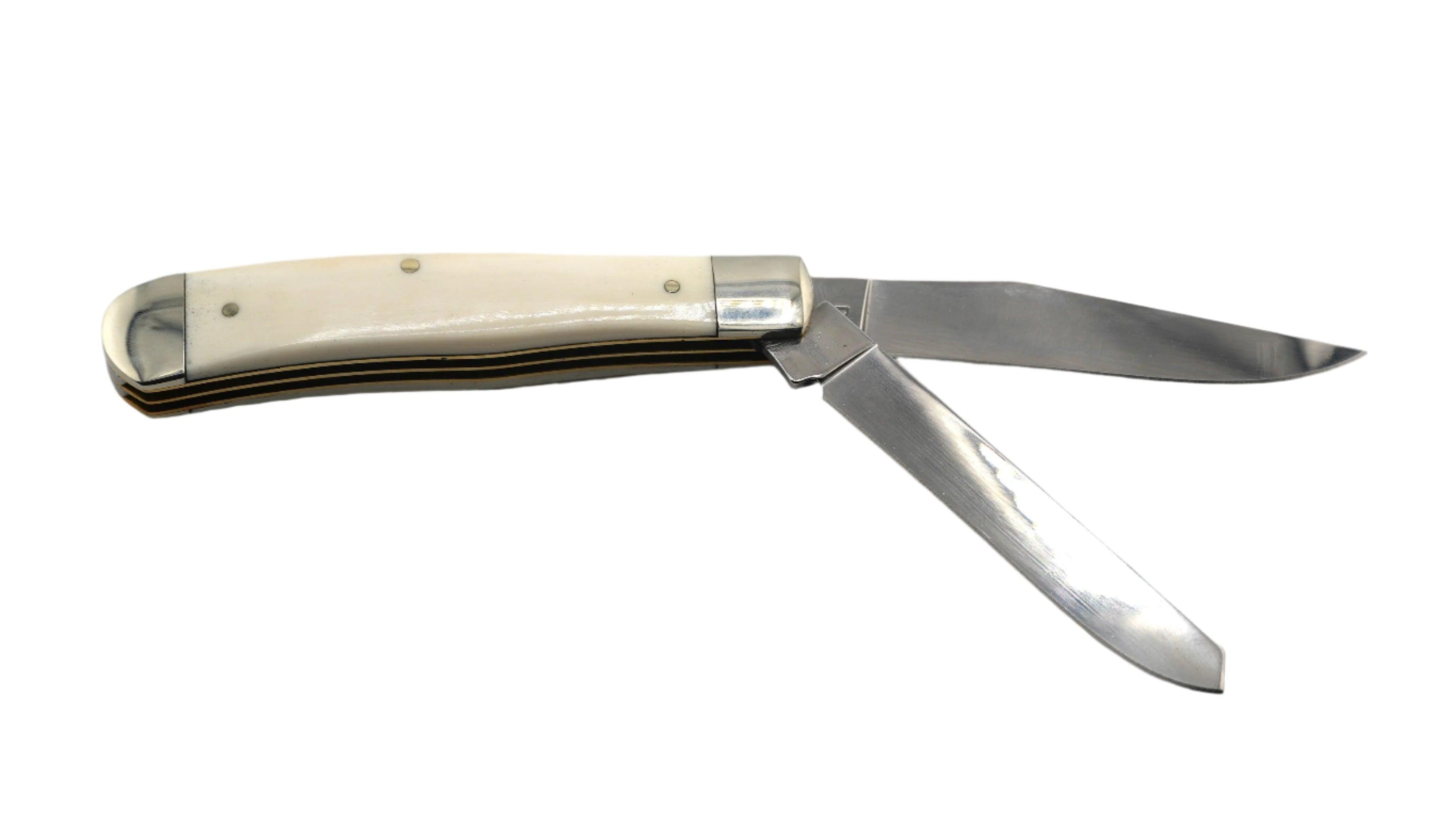 Boker Traditional Series 2.0 Trapper w/ Smooth White Bone Handles D2 Blade with Nickel Silver Bolsters, Slipjoint 110826 - NORTH RIVER OUTDOORS