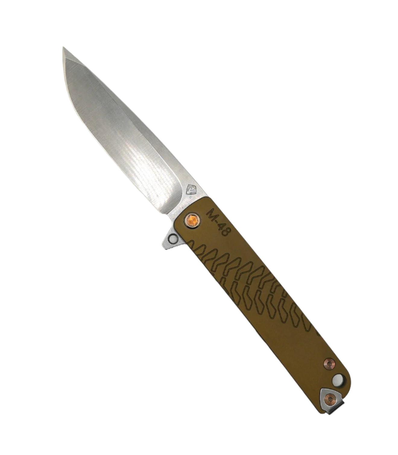 Medford M-48 Tumbled S35VN Yellow Aluminum & PVD Titanium PVD Hardware & Clip (USA) - NORTH RIVER OUTDOORS