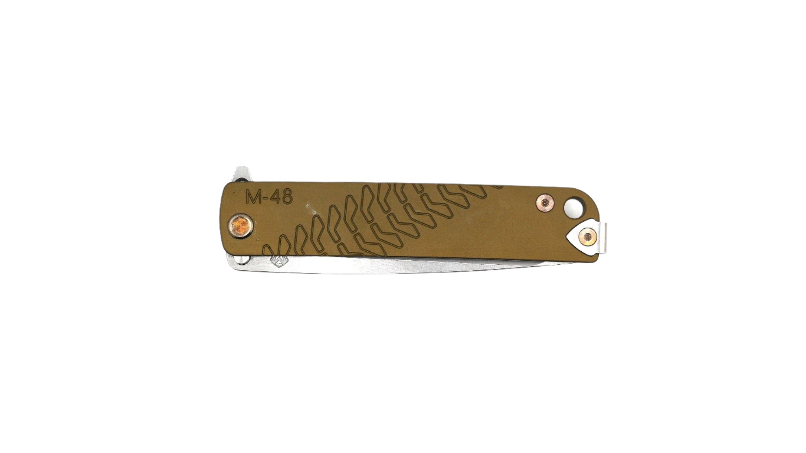 Medford M-48 Tumbled S35VN Yellow Aluminum & PVD Titanium PVD Hardware & Clip (USA) - NORTH RIVER OUTDOORS
