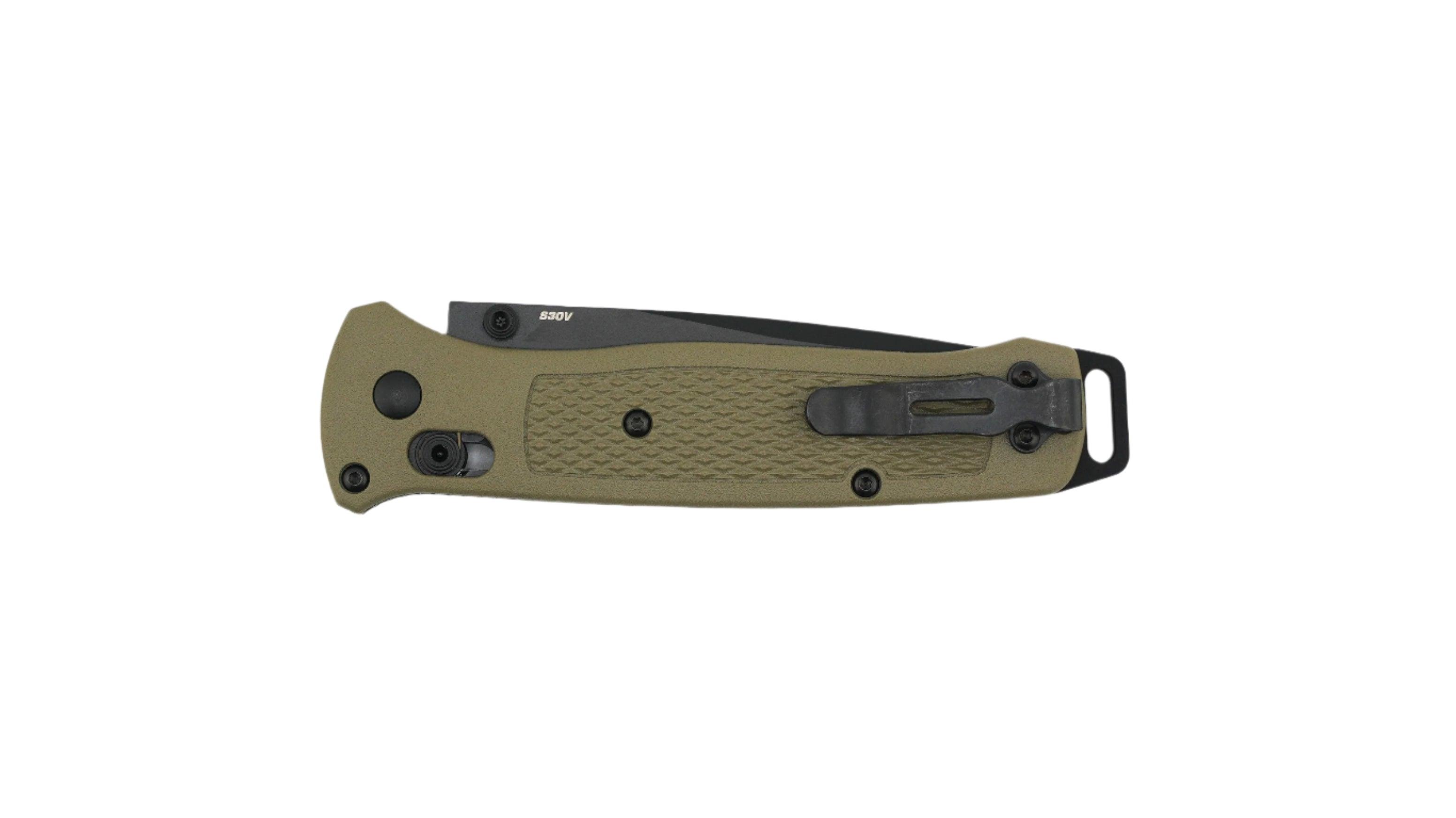 Benchmade 537BK-06 Bailout Axis Folding Knife 3.38" CPM-S30V Black Tanto w/ Ranger Green Grivory handles - NORTH RIVER OUTDOORS
