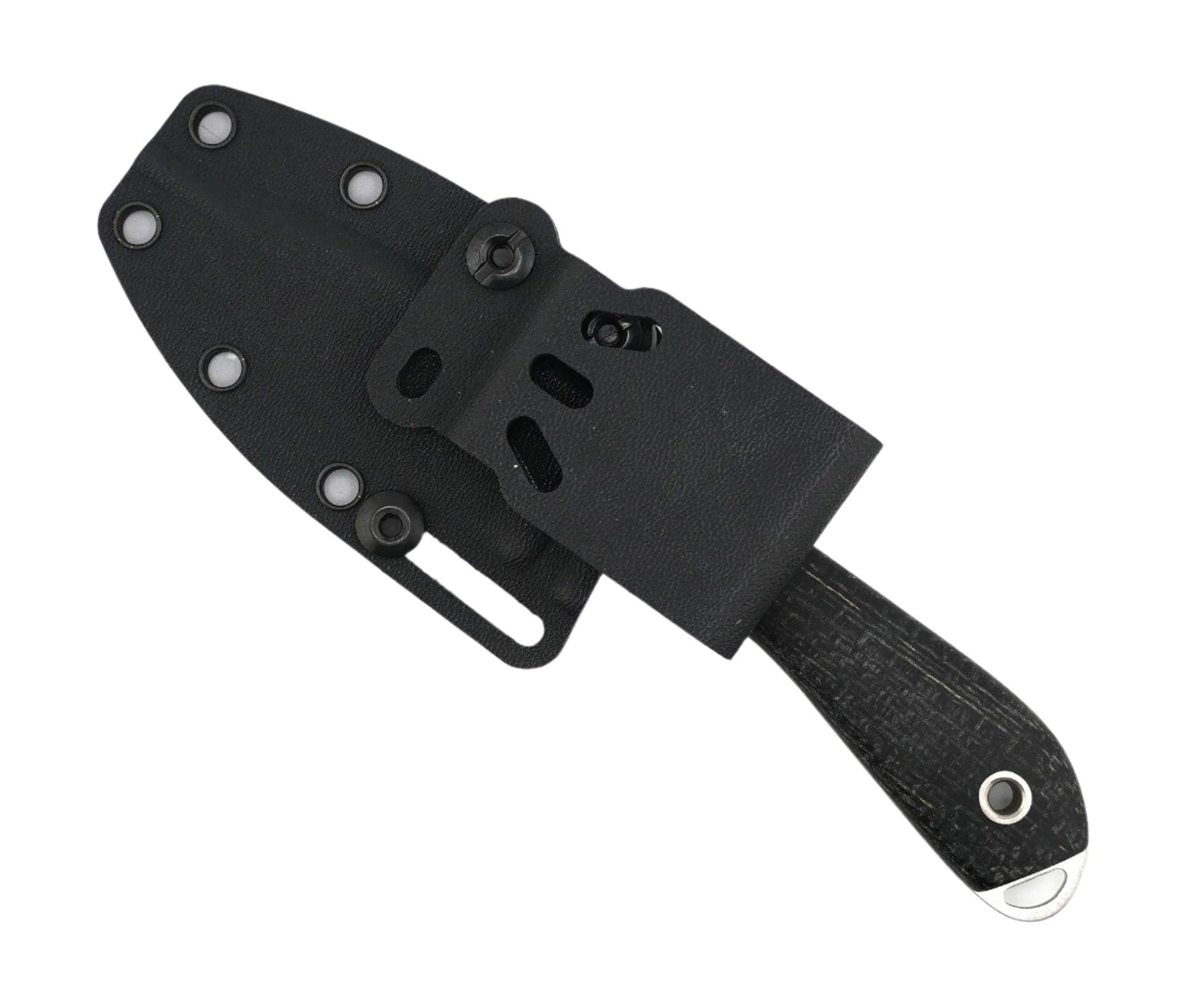 White River Knives M1 Caper Fixed Blade 3" CPM-MagnaCut Stonewashed Drop Point Blade w/ Black Burlap Micarta Handles - NORTH RIVER OUTDOORS