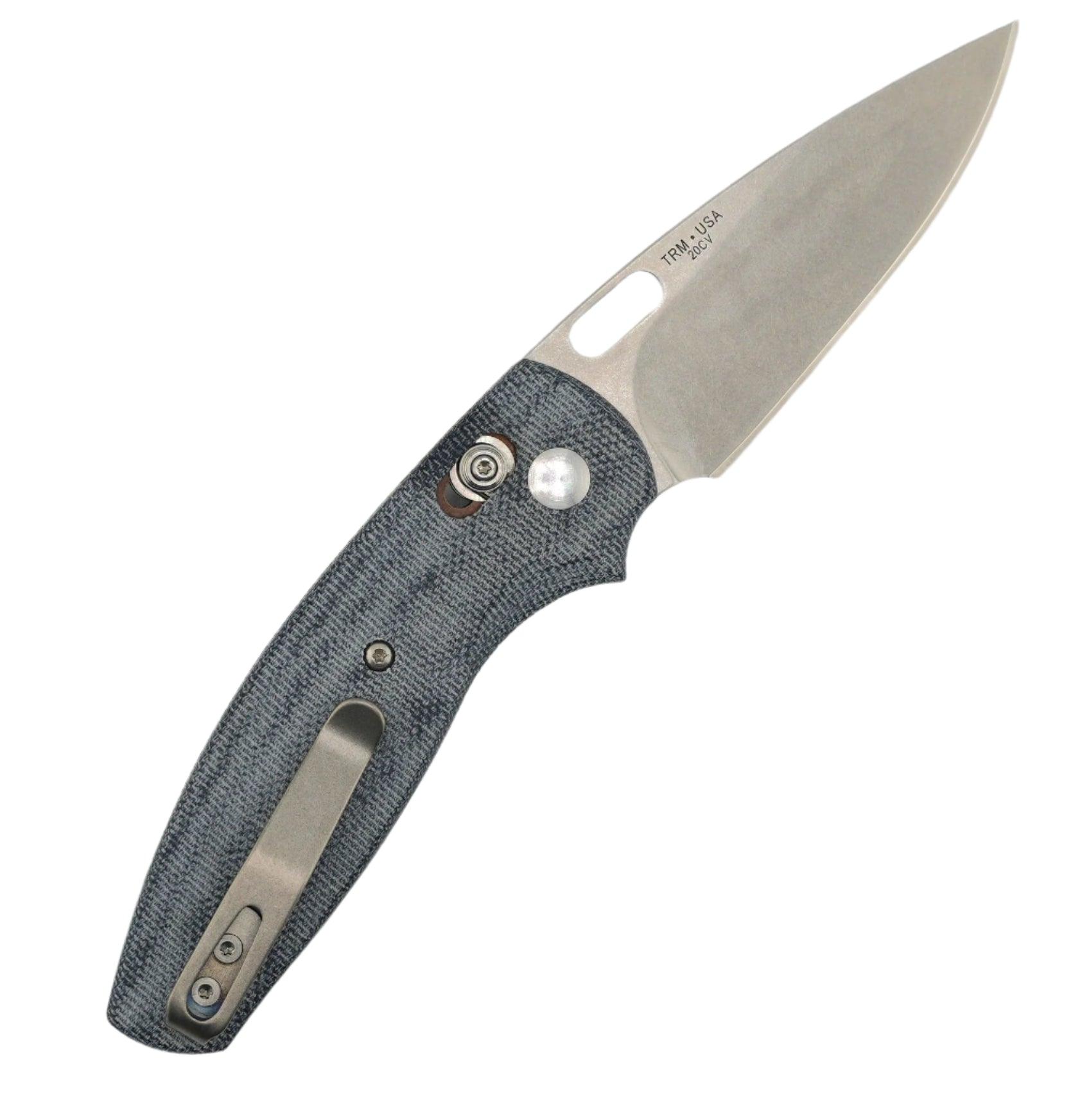 TRM BullDog River-Lok Denim Micarta 3D Contoured Smooth Stonewashed 20CV - NORTH RIVER OUTDOORS