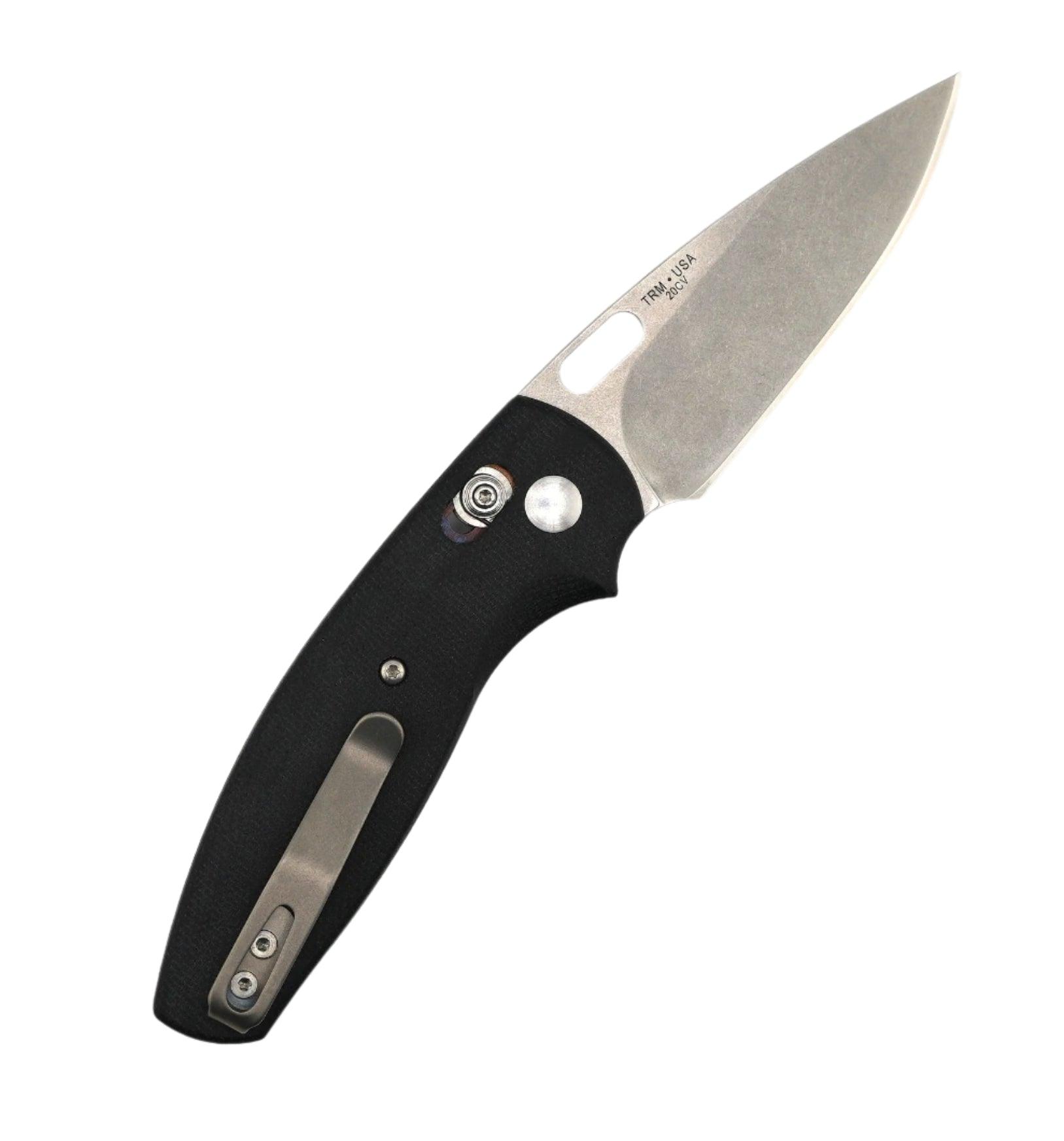 TRM BullDog River-Lok Double Black Micarta 3D Contoured Smooth Stonewashed 20CV - NORTH RIVER OUTDOORS