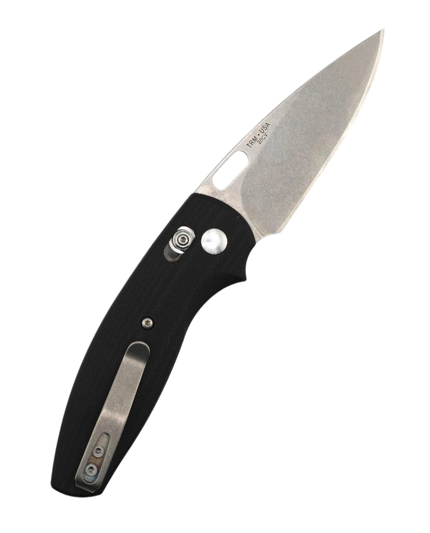 TRM BullDog River-Lok Jet Black G10 3D Contoured Smooth Stonewashed 20CV - NORTH RIVER OUTDOORS