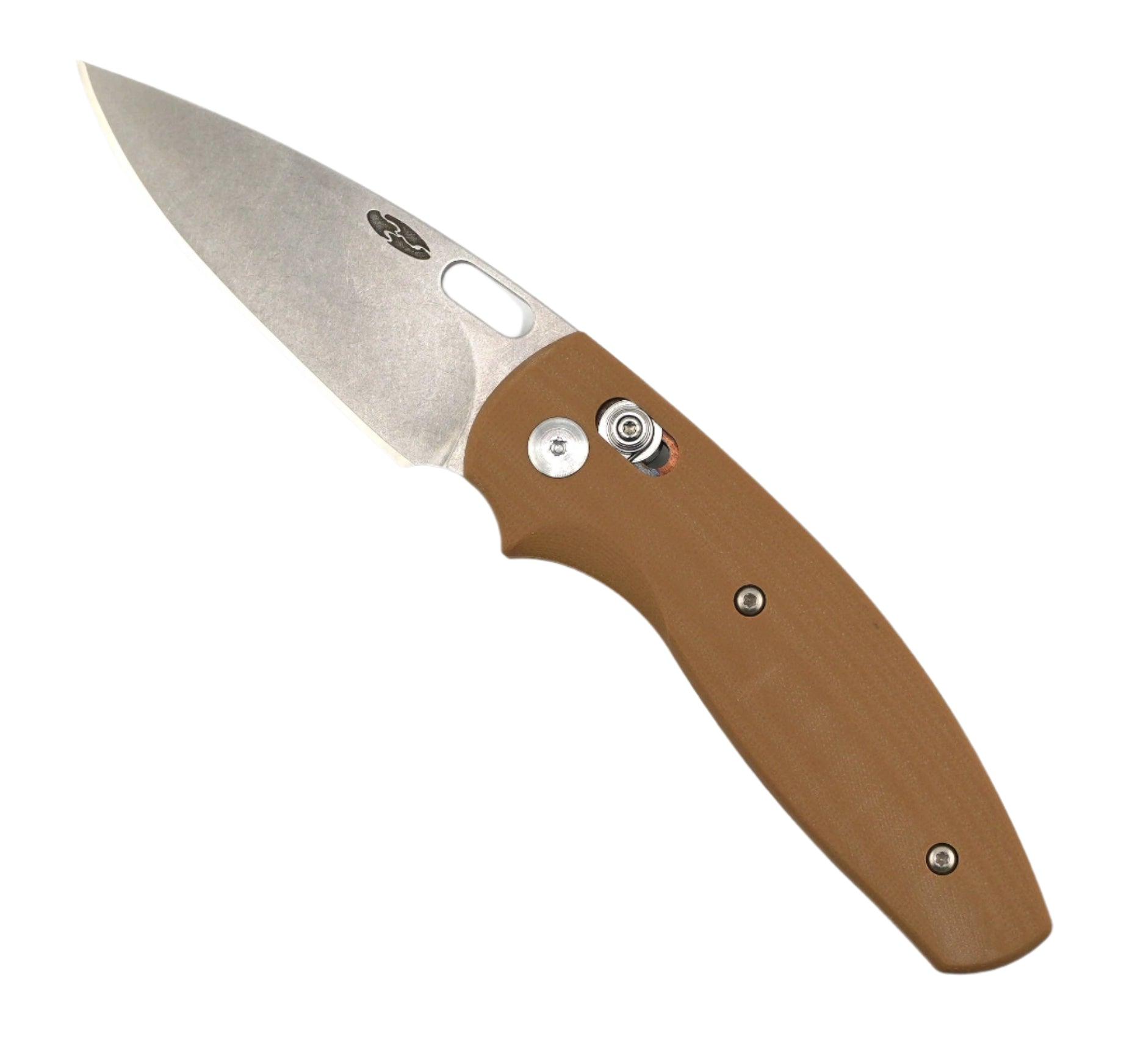 TRM BullDog River-Lok Coyote Brown G10 3D Contoured Smooth Stonewashed 20CV - NORTH RIVER OUTDOORS