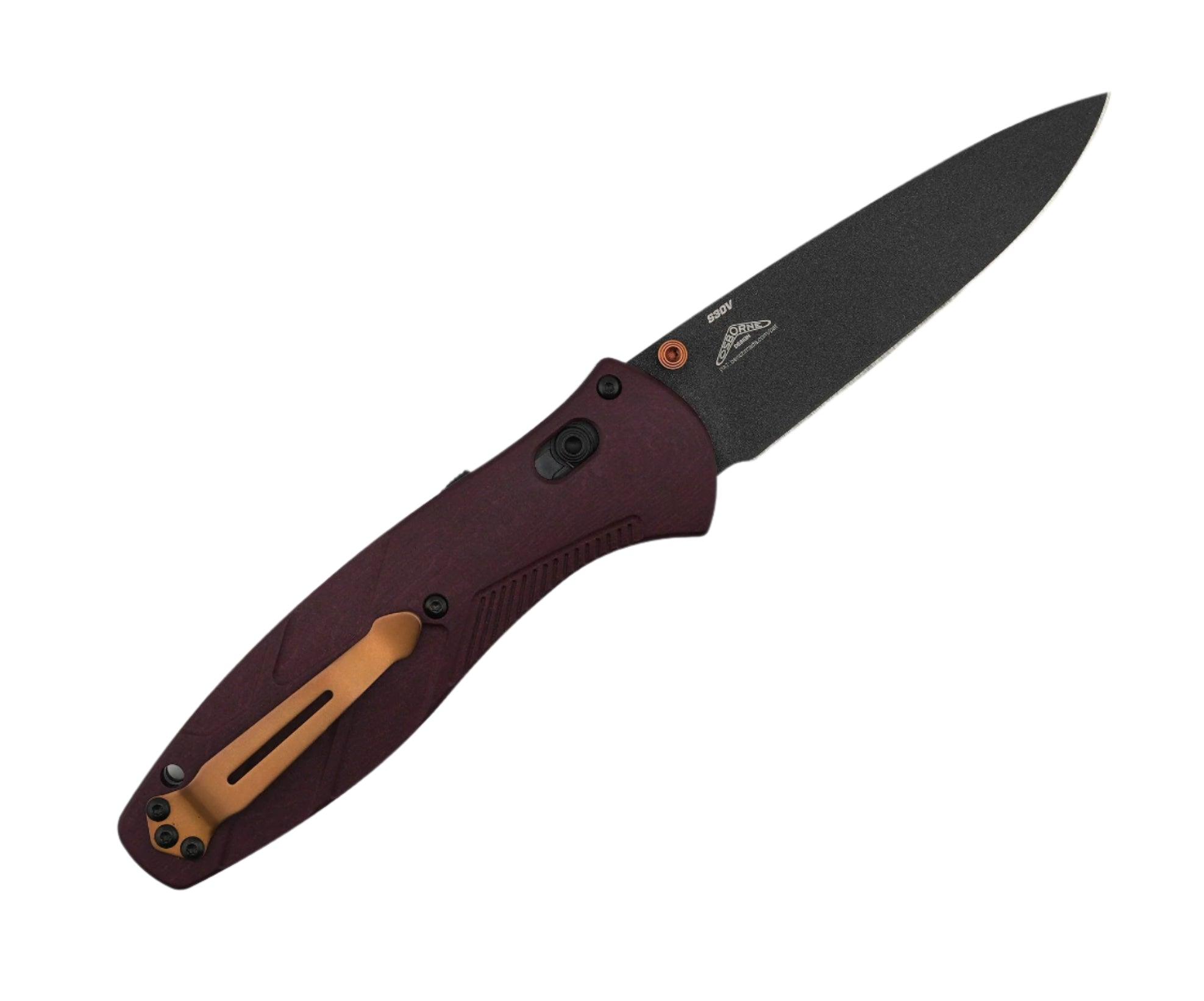 Benchmade 581BK-04 Barrage AXIS Assisted Folding Knife 3.6" S30V Black Drop Point Blade w/ Redstone Richlite Handles - NORTH RIVER OUTDOORS