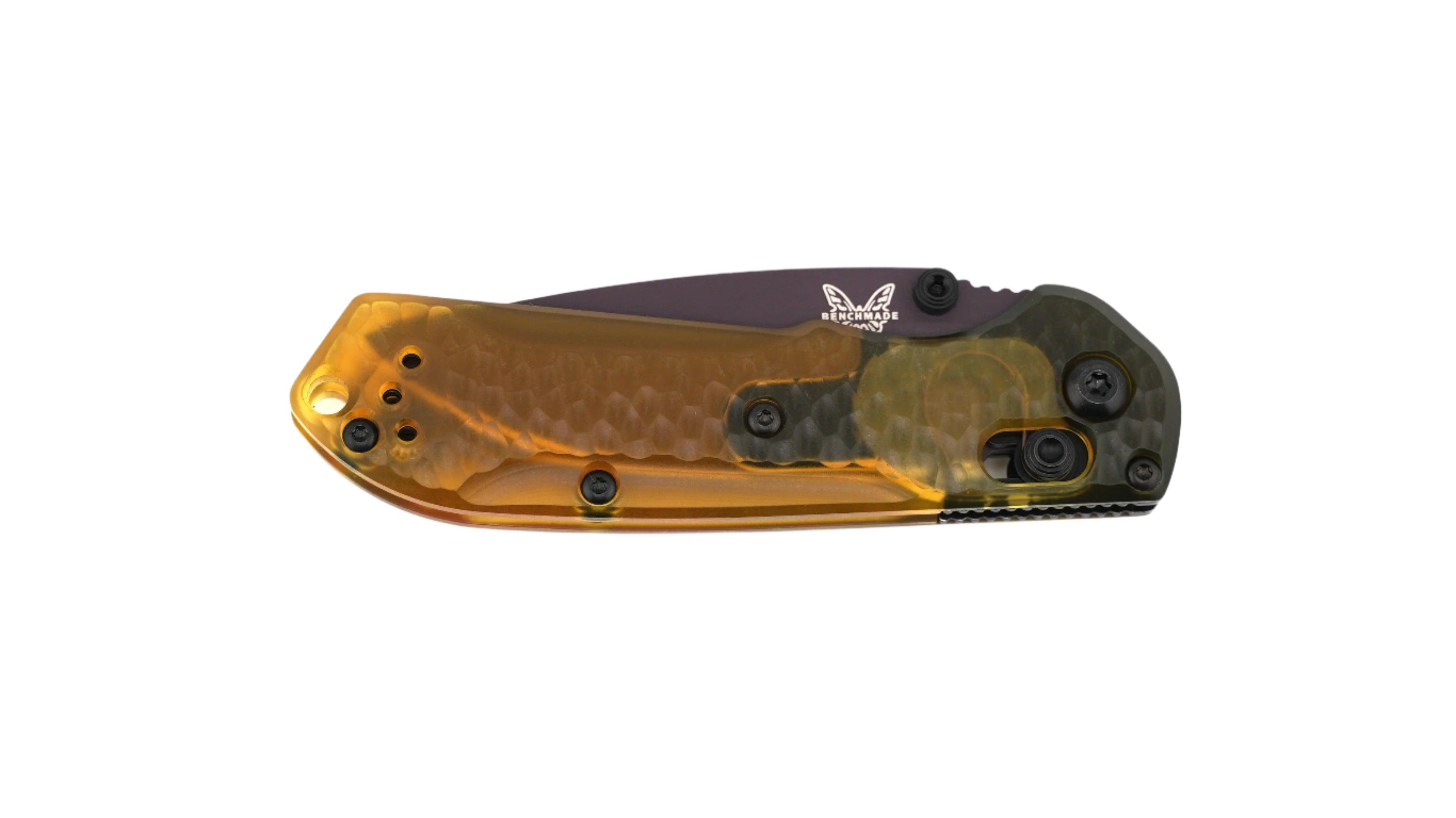 Benchmade SHOT Show 2025 Limited Edition Mini Freek 565PL-2501 Folding Knife 3" CPM-M4 Amethyst Cerakote Drop Point Plain Blade w/ Amber ULTEM Handles - NORTH RIVER OUTDOORS
