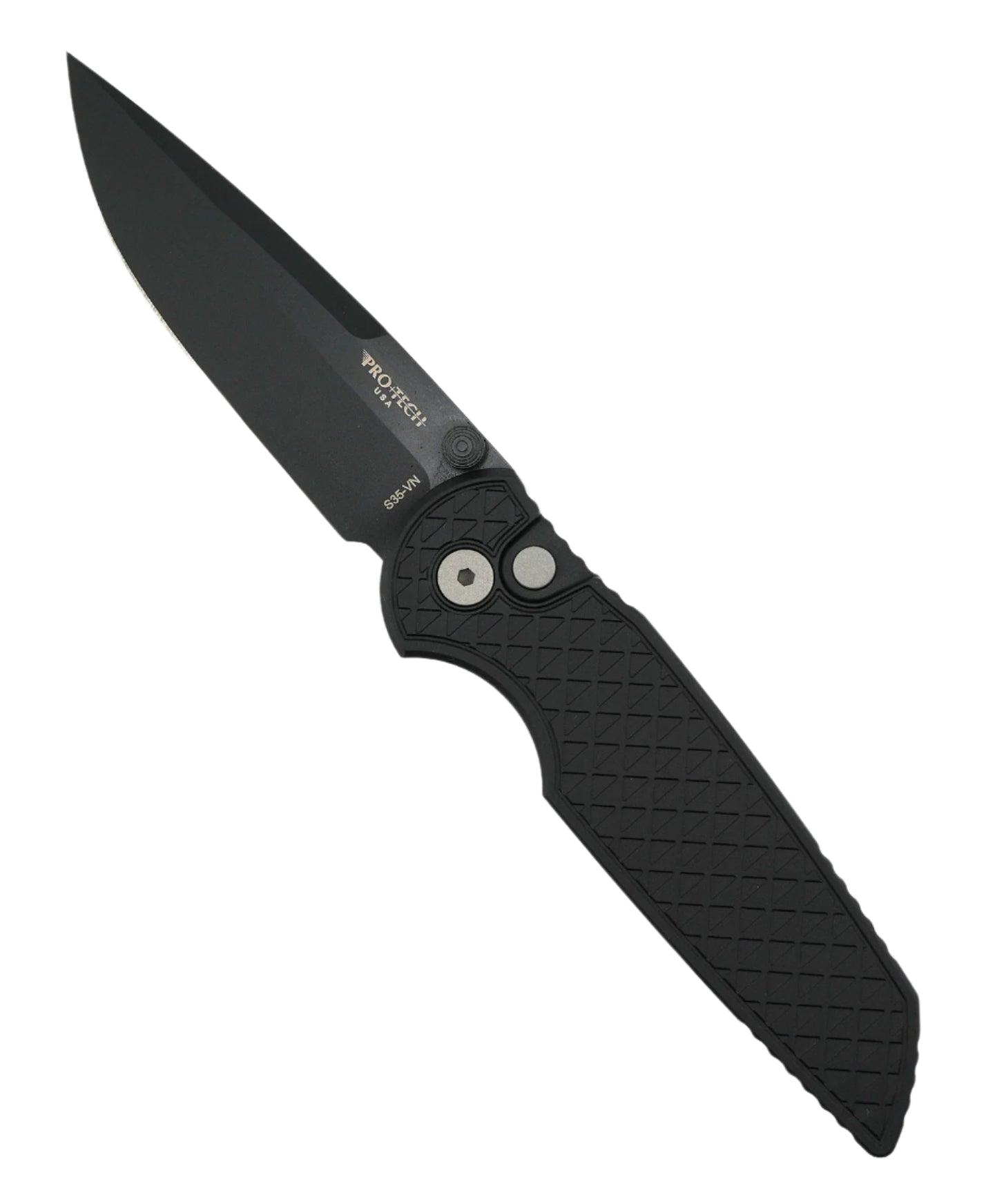 Pro-Tech INT106 TR-3 Integrity Double Thumbstud Manual Folding Knife 3.5" S35VN w/ Relic Textured Black Aluminum Handle - NORTH RIVER OUTDOORS