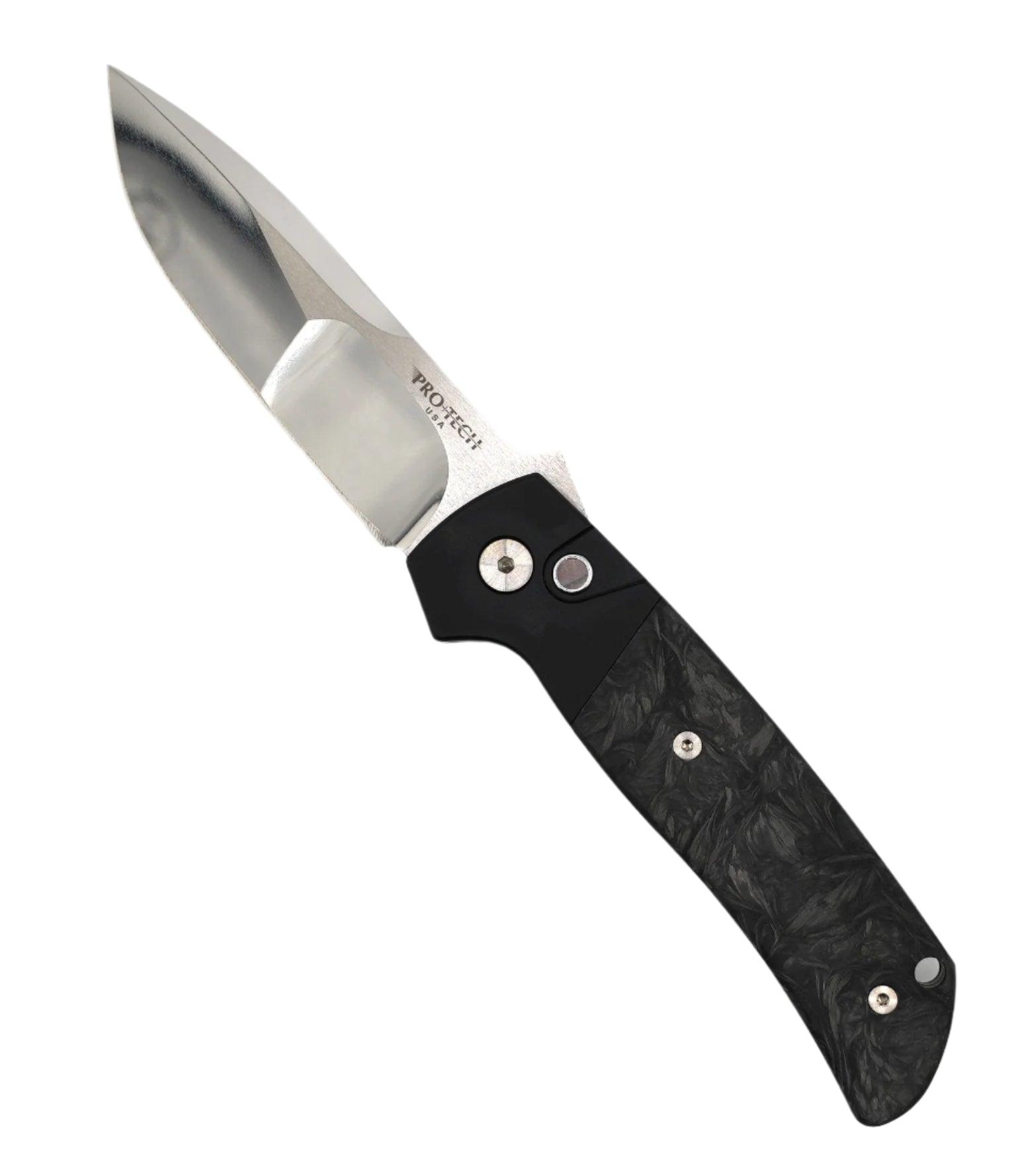 Pro-Tech 2024 Terzuola ATCF Custom 003 Dark Matter Fat Carbon 3.5" Mike Irie Ground Blade w/ Black Lip Pearl Button - NORTH RIVER OUTDOORS