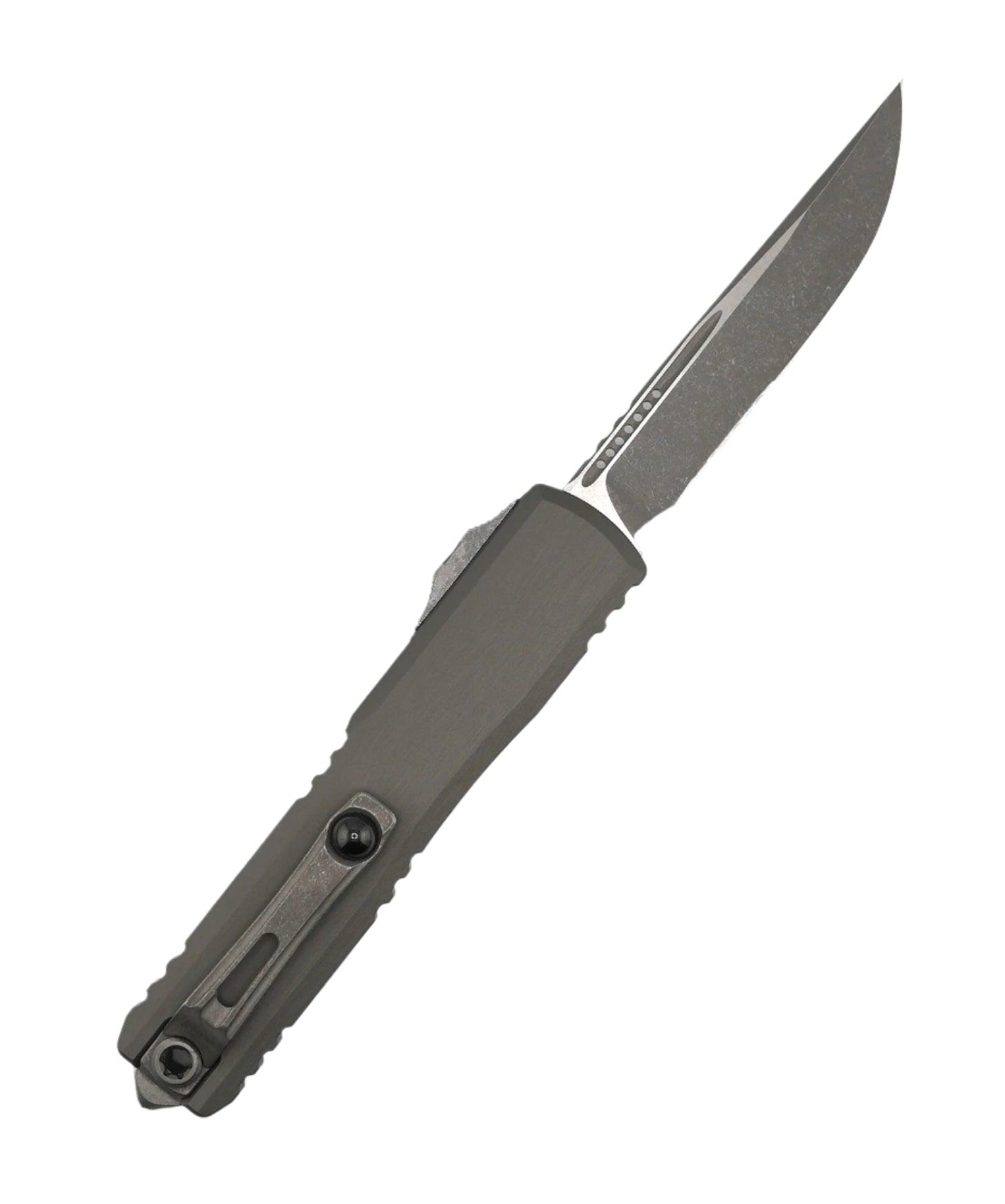 Microtech 1121-11APNC Ultratech ZBP Apocalyptic Partially Serrated Drop Point w/ Natural Clear Aluminum Handles - NORTH RIVER OUTDOORS