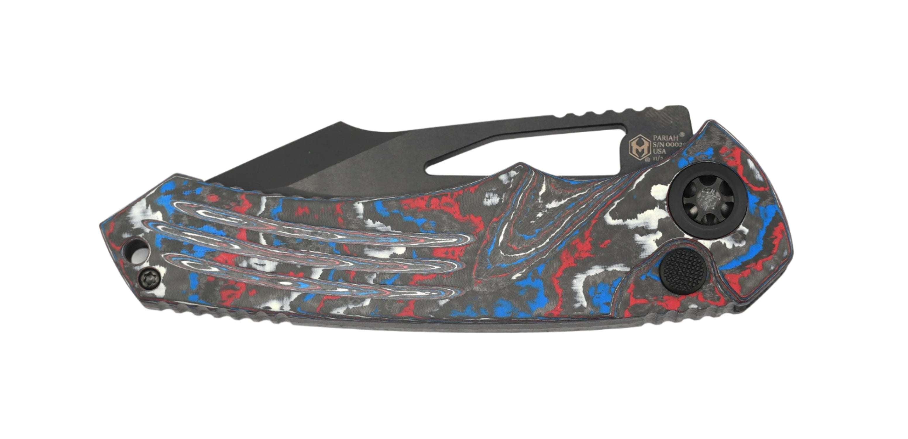 Heretic Pariah Manual Black DLC Harpoon Blade w/ USA Camo Carbon Fiber Handle - NORTH RIVER OUTDOORS