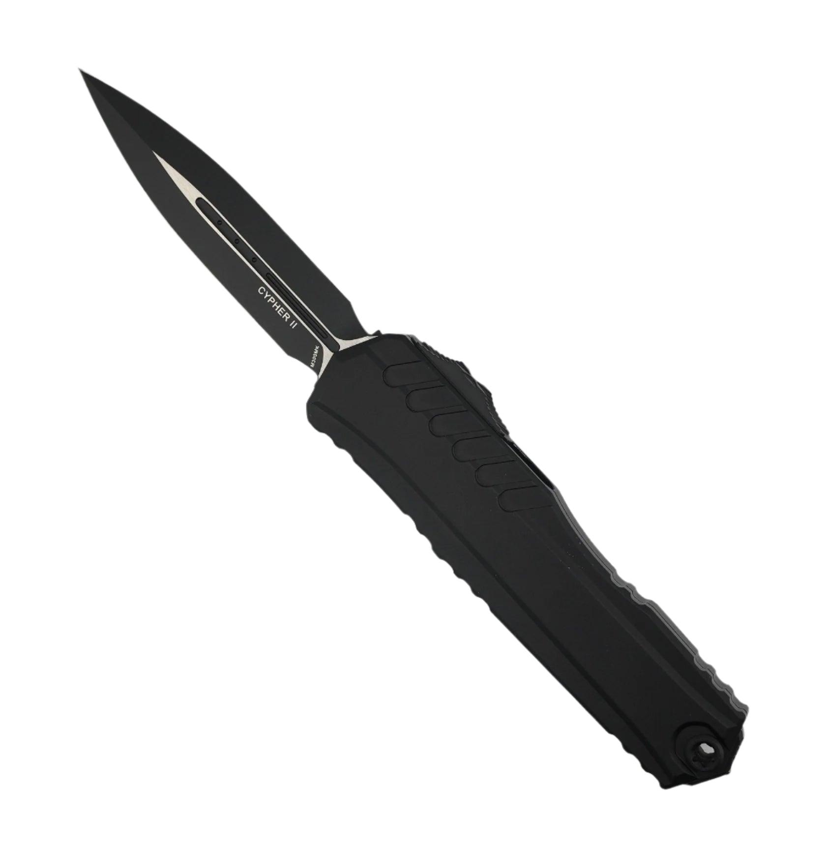 Microtech 1242-1T Cypher II D/E Tactical Black Blade Standard w/ Black Aluminum Handle - NORTH RIVER OUTDOORS