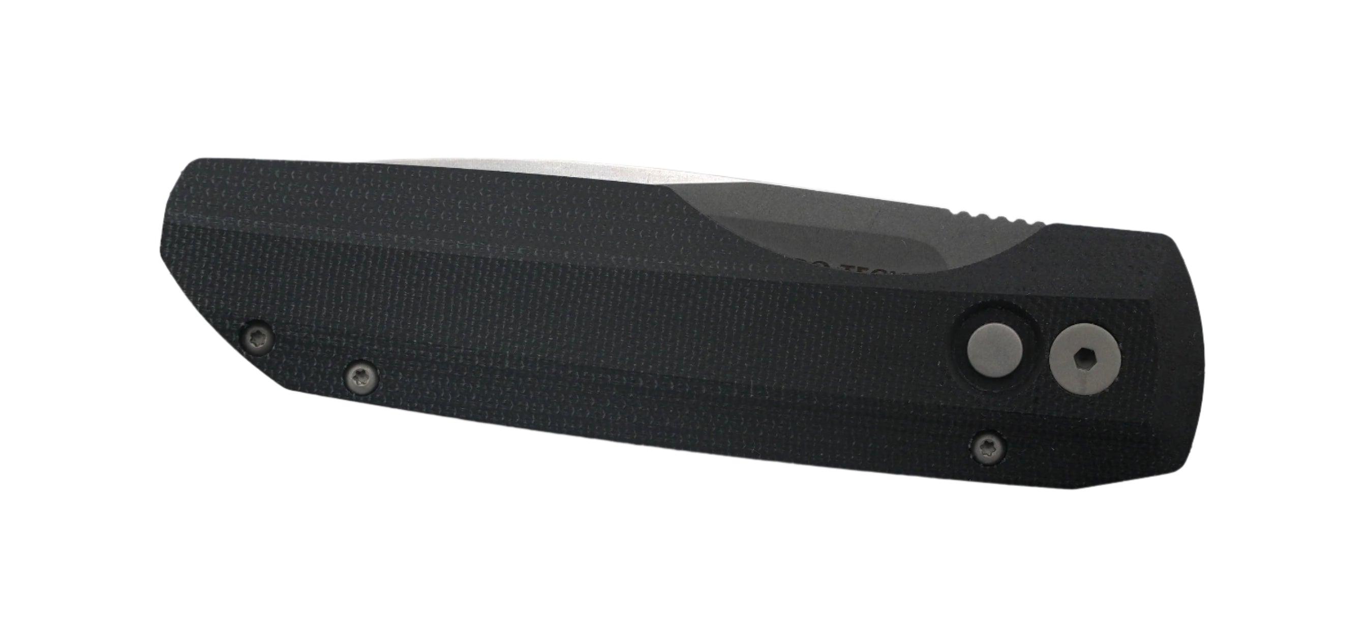 Pro-Tech Vero Synapse Stonewash Blade Black Aluminum Handle w/ Black Canvas Micarta Lid VERO1211-BLK MIC - NORTH RIVER OUTDOORS