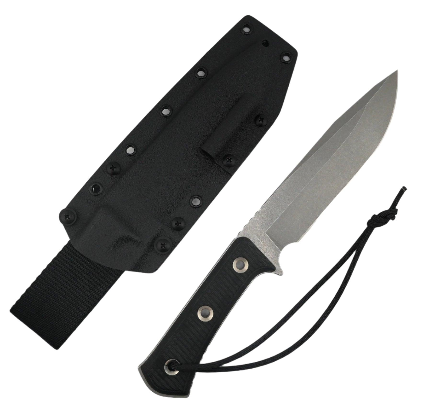 TRC Apocalypse Elmax Black Canvas Micarta Fixed Blade Stonewash Finish w/ Kydex Sheath - NORTH RIVER OUTDOORS