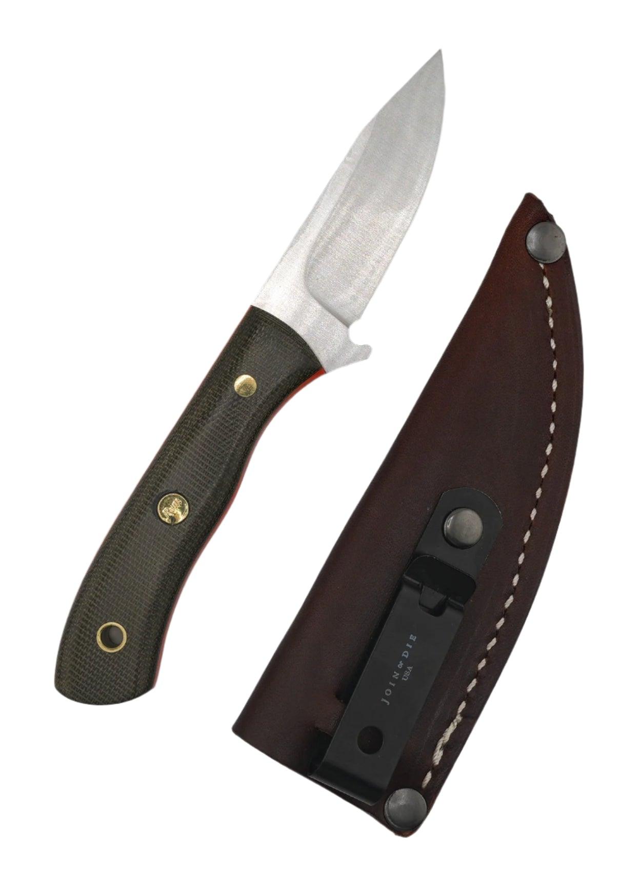 Join or Die Rimfire Fieldmate Fixed Blade Knife Green Micarta Blaze Orange G10 (2.5") - NORTH RIVER OUTDOORS