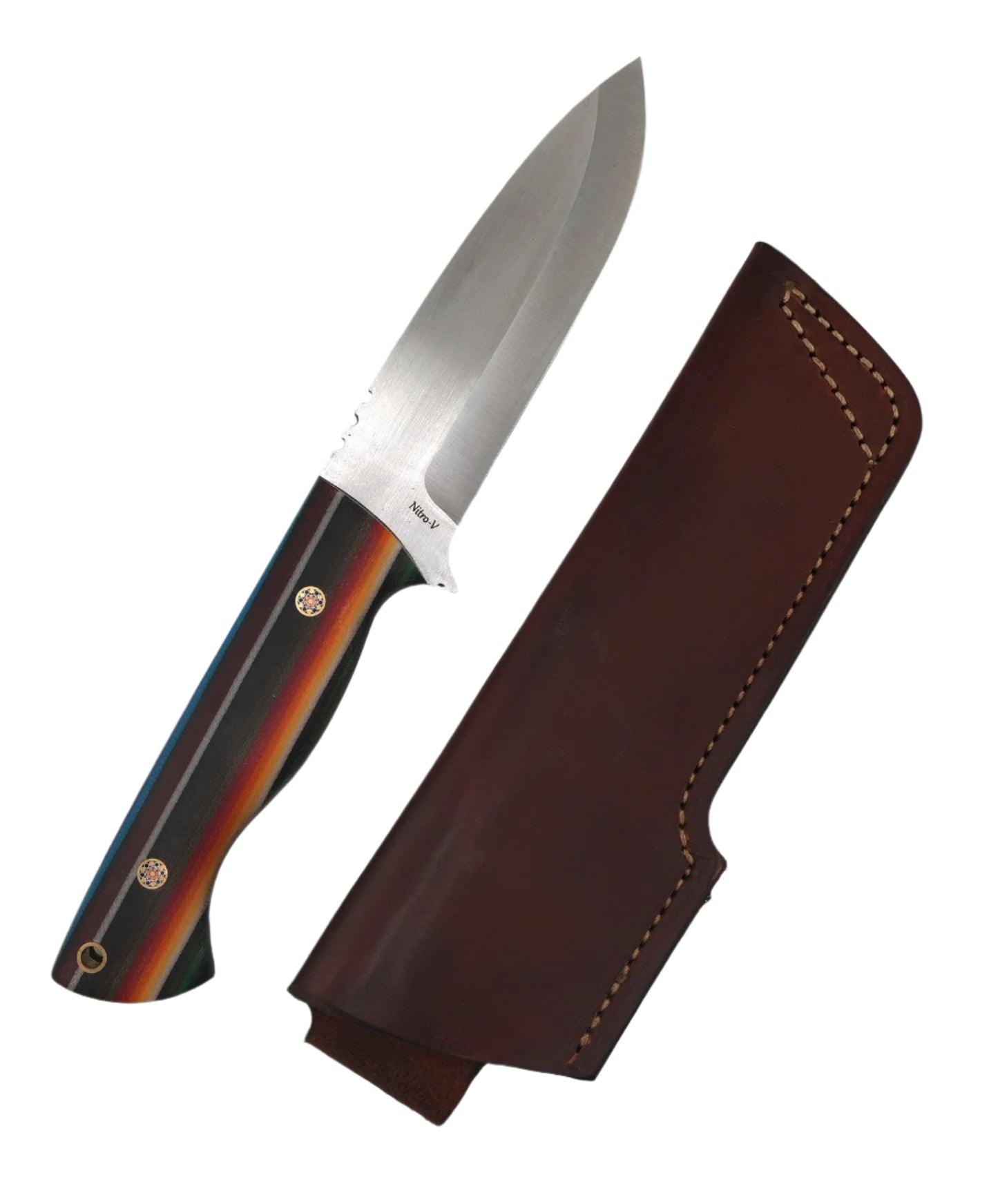 CUR Custom Kestrel Fixed Blade with Mexican Blanket Pattern Handle Mosaic Pins (USA) - NORTH RIVER OUTDOORS