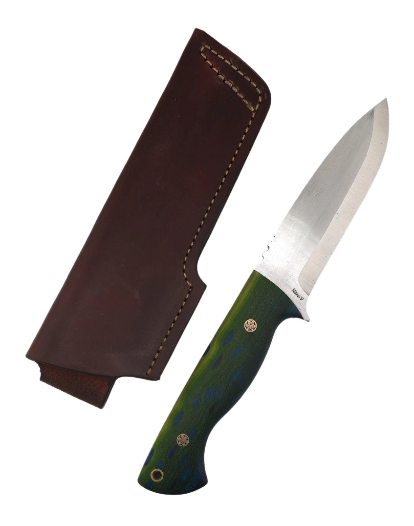 CUR Custom Kestrel Fixed Blade with Trout Pattern Handle Mosaic Pins (USA) - NORTH RIVER OUTDOORS