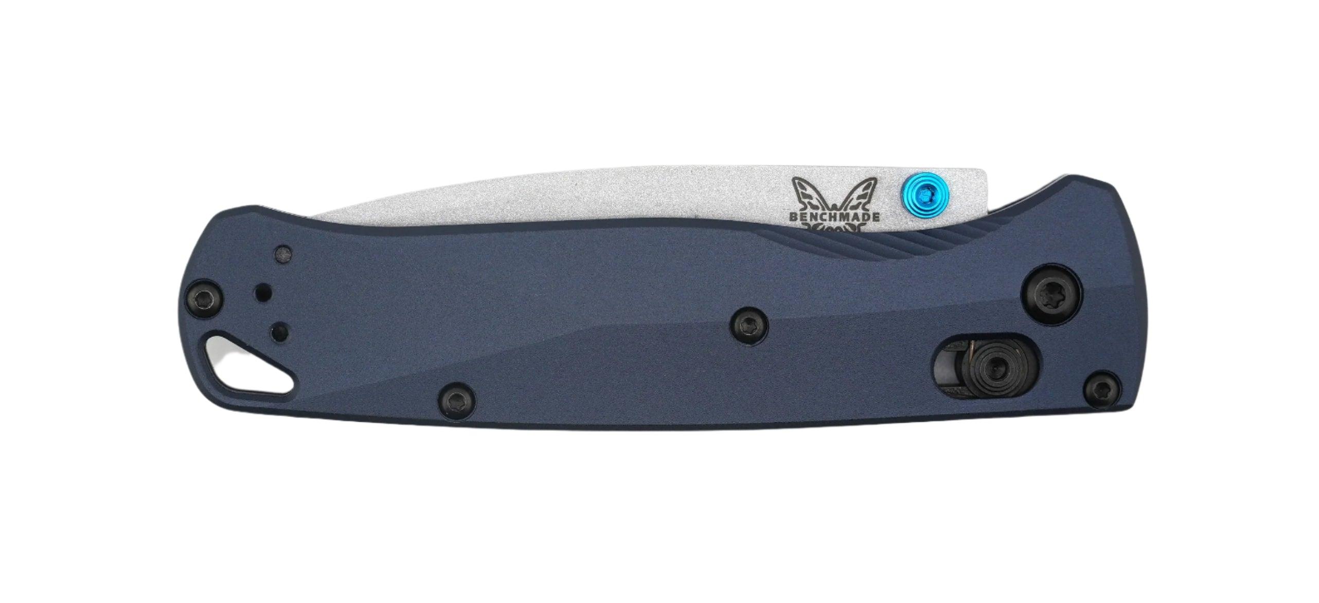 Benchmade 535SL-13 Seasonal Bugout Folding Knife 3.24" S90V Crushed Silver Cerakote Drop Point Blade w/ Crater Blue Aluminum Handles - NORTH RIVER OUTDOORS