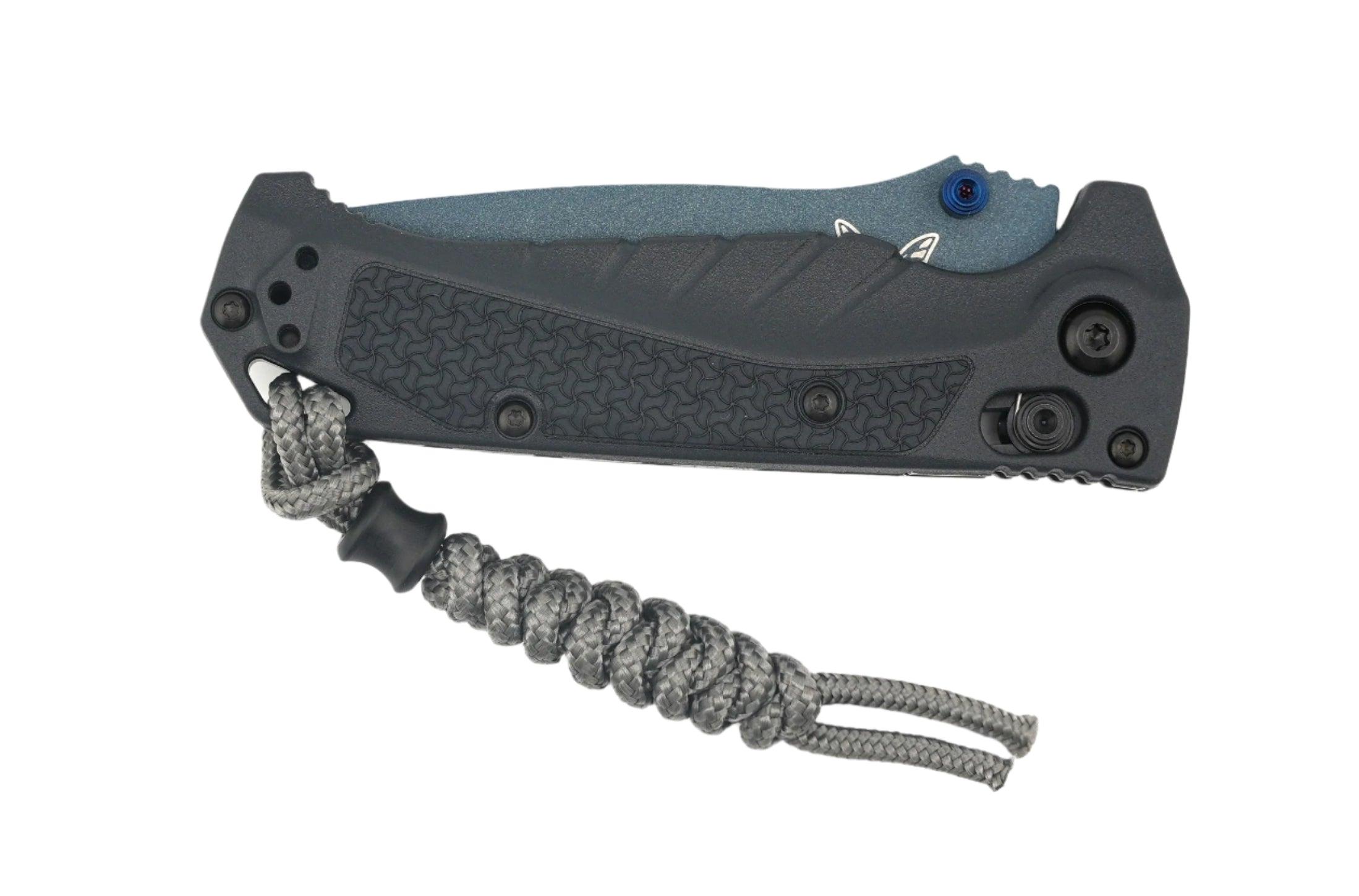Benchmade 18065BT-01 Water Mini Adira Folding Knife 3.21" CPM-MagnaCut Blue Cerakote Drop Point Plain Blade w/ Tempest Gray Grivory Handles - NORTH RIVER OUTDOORS