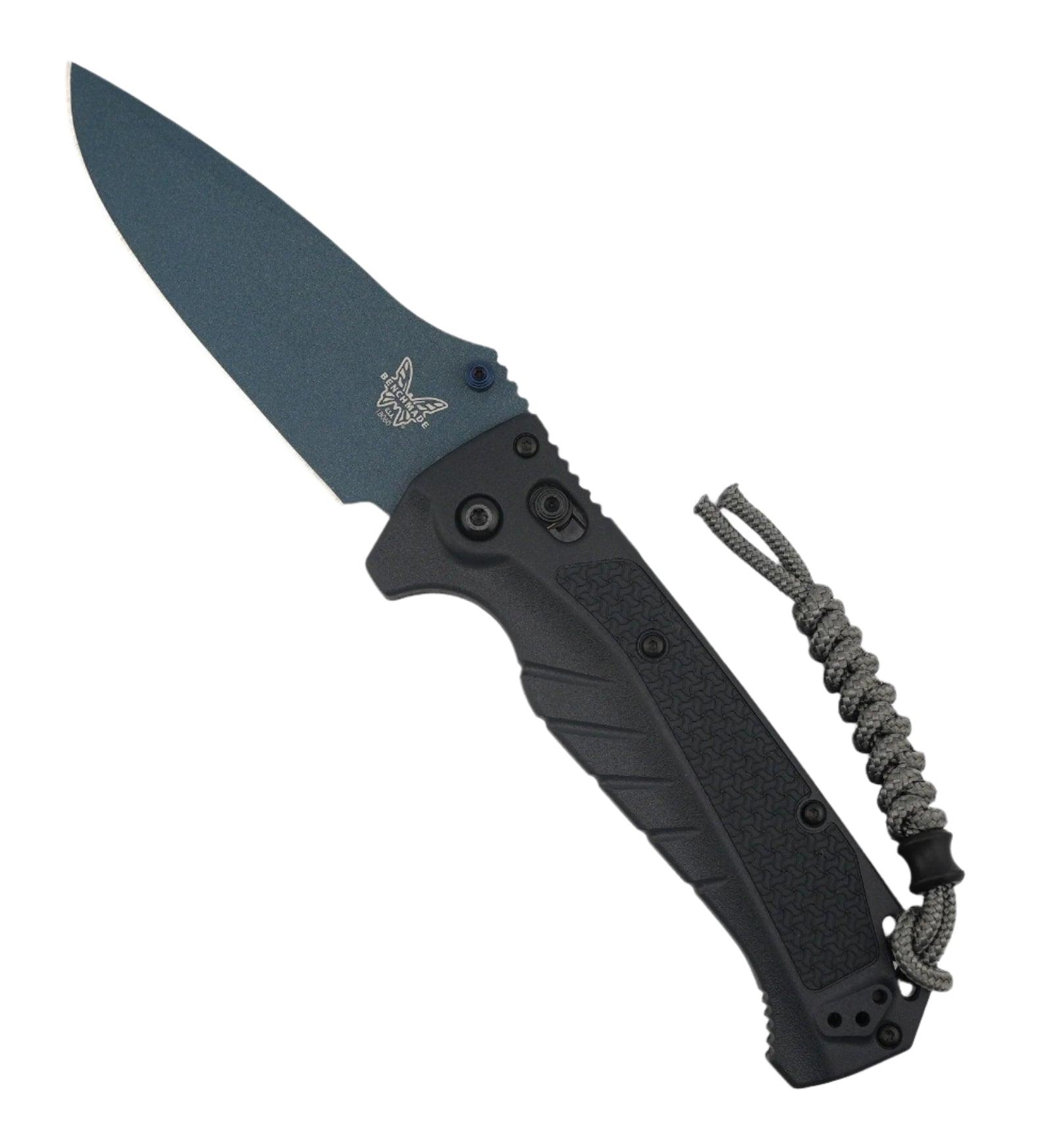 Benchmade 18060BT-01 Water Adira AXIS Folding Knife 3.88" CPM-MagnaCut Blue Cerakote Drop Point Blade w/ Tempest Gray Grivory Handles - NORTH RIVER OUTDOORS