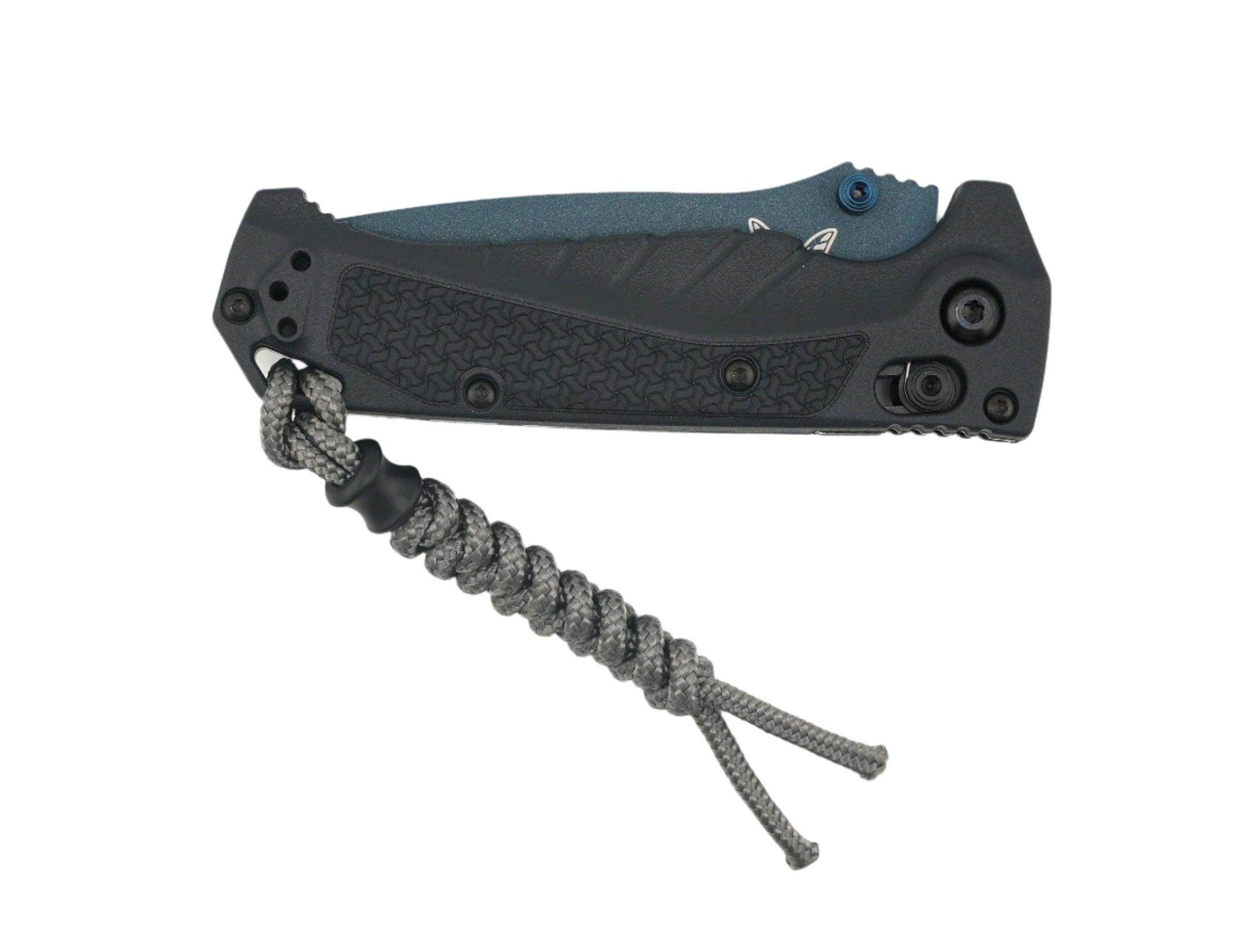 Benchmade 18065SBT-01 Water Mini Adira Folding Knife 3.21" CPM-MagnaCut Blue Cerakote Serrated Drop Point Blade w/ Tempest Gray Grivory Handles - NORTH RIVER OUTDOORS