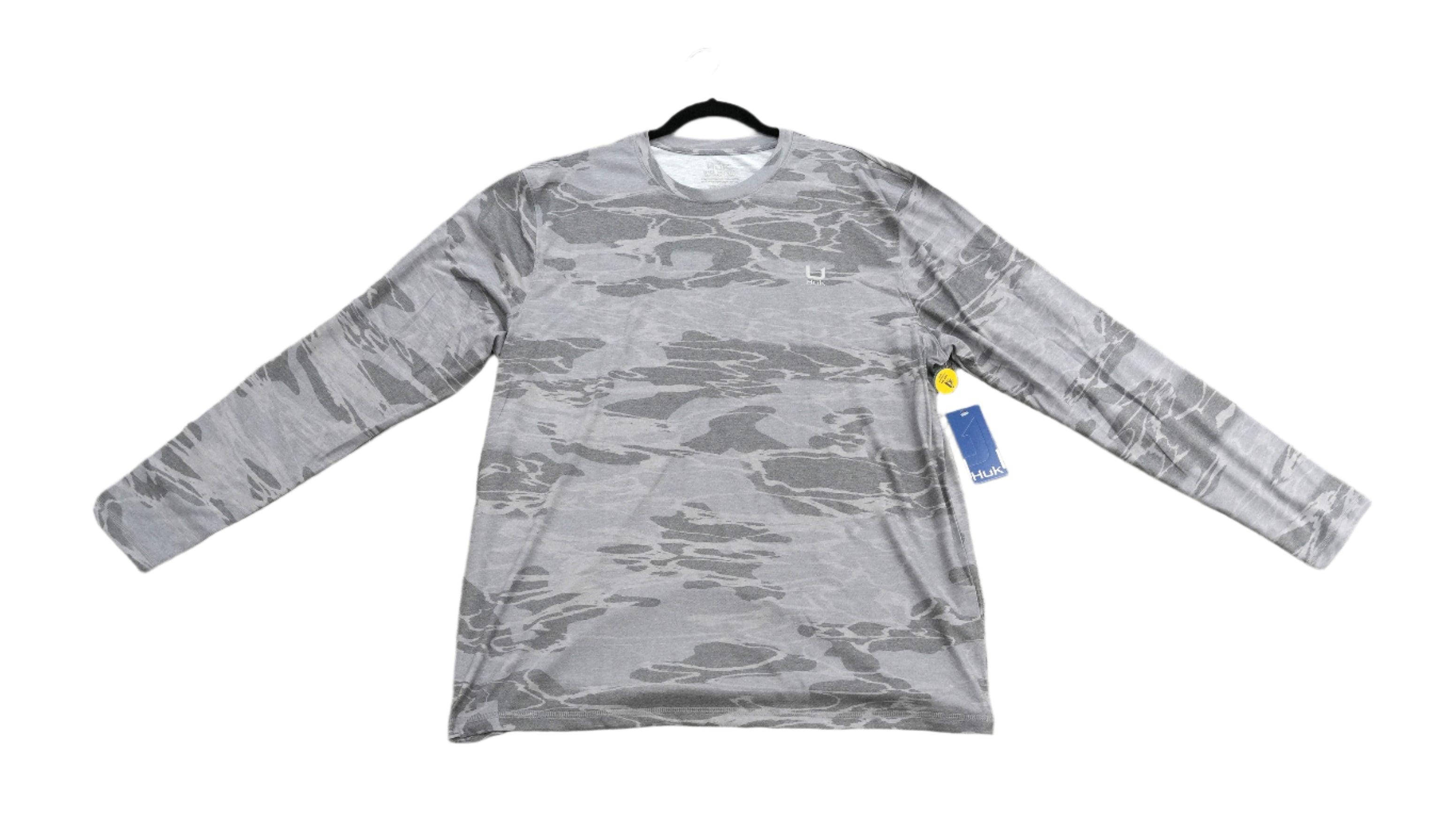 Huk Leeward KC Printed Long Sleeve Crew Men's Tech Shirt (Dark Harbor Mist) - NORTH RIVER OUTDOORS