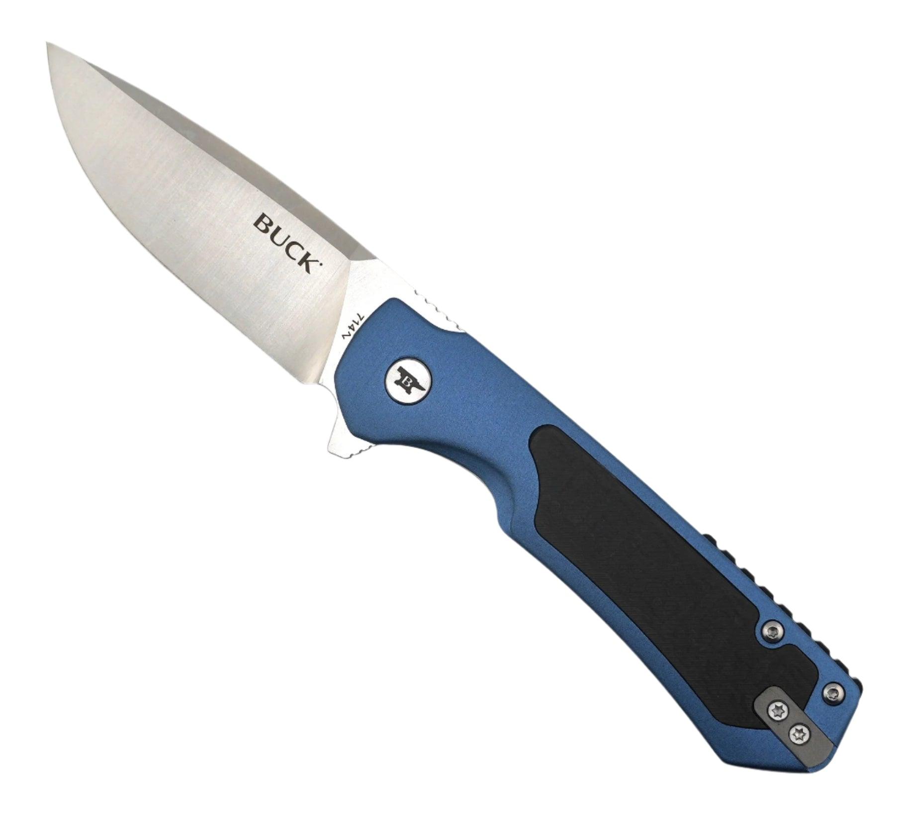 Buck 0714 Stinger Frame Lock Flipper Knife 3" D2 Satin Drop Point Blade w/ Aluminum Steel Handle and Carbon Fiber Inlay - NORTH RIVER OUTDOORS