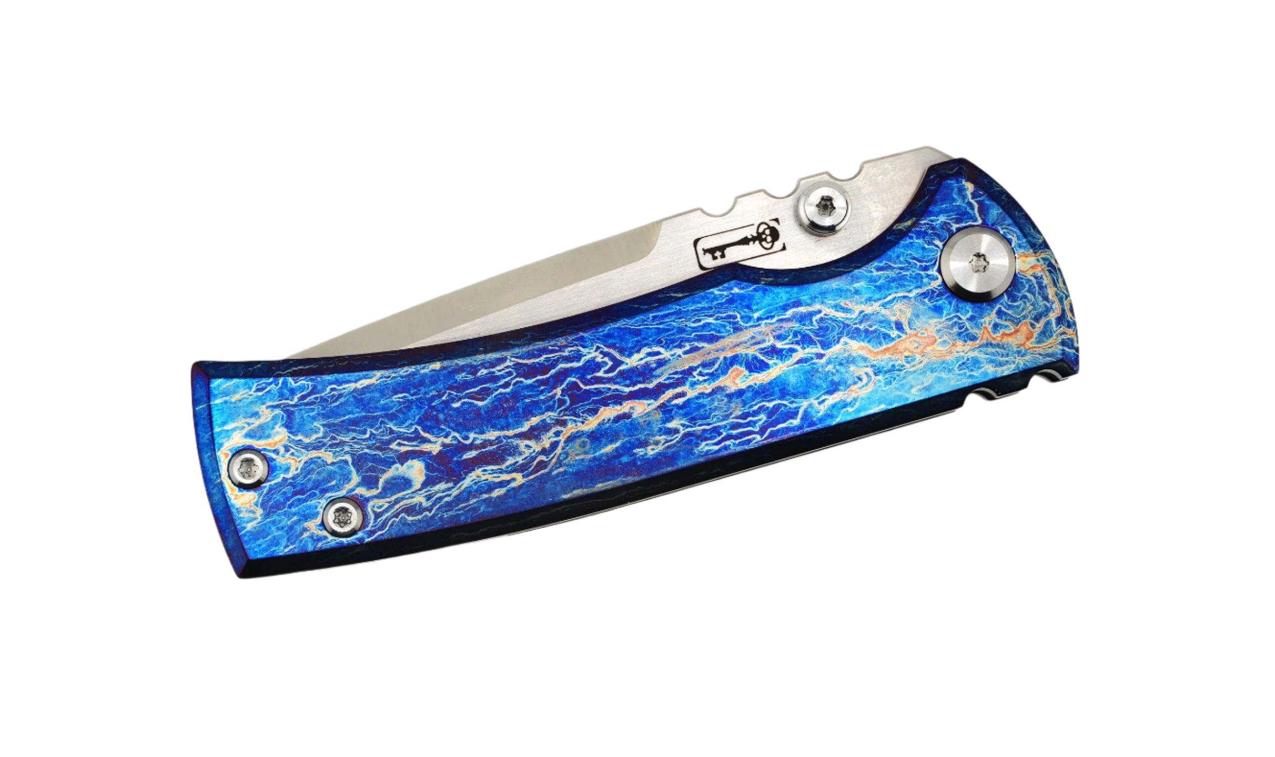 Chaves Redencion Street Custom Titanium Drop Point Knife "LightningStrike" - NORTH RIVER OUTDOORS