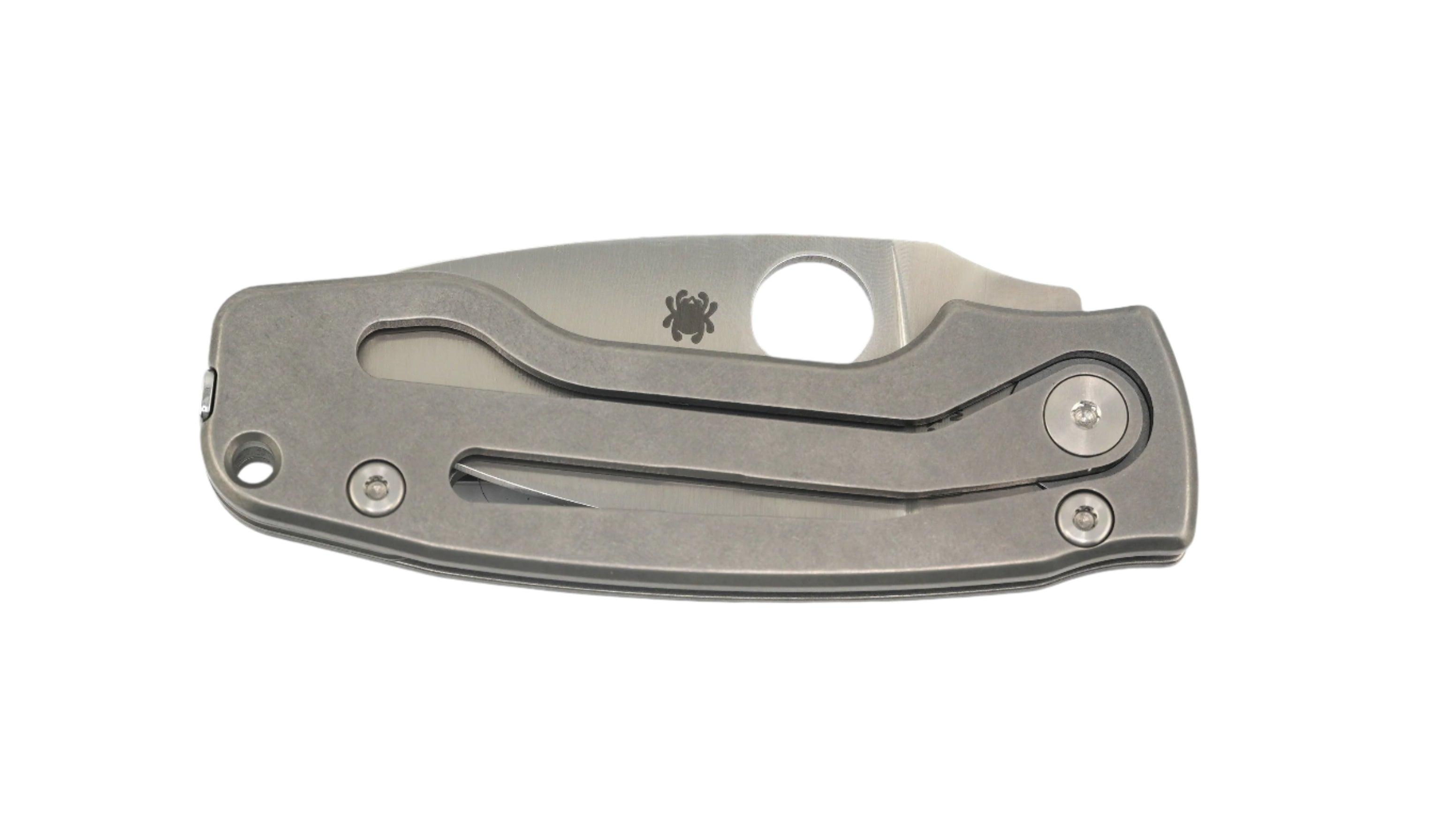 Spyderco PITS 2 Slipjoint Folding Knife 2.74" M398 Satin Drop Point Skeletonized Titanium Handles - NORTH RIVER OUTDOORS