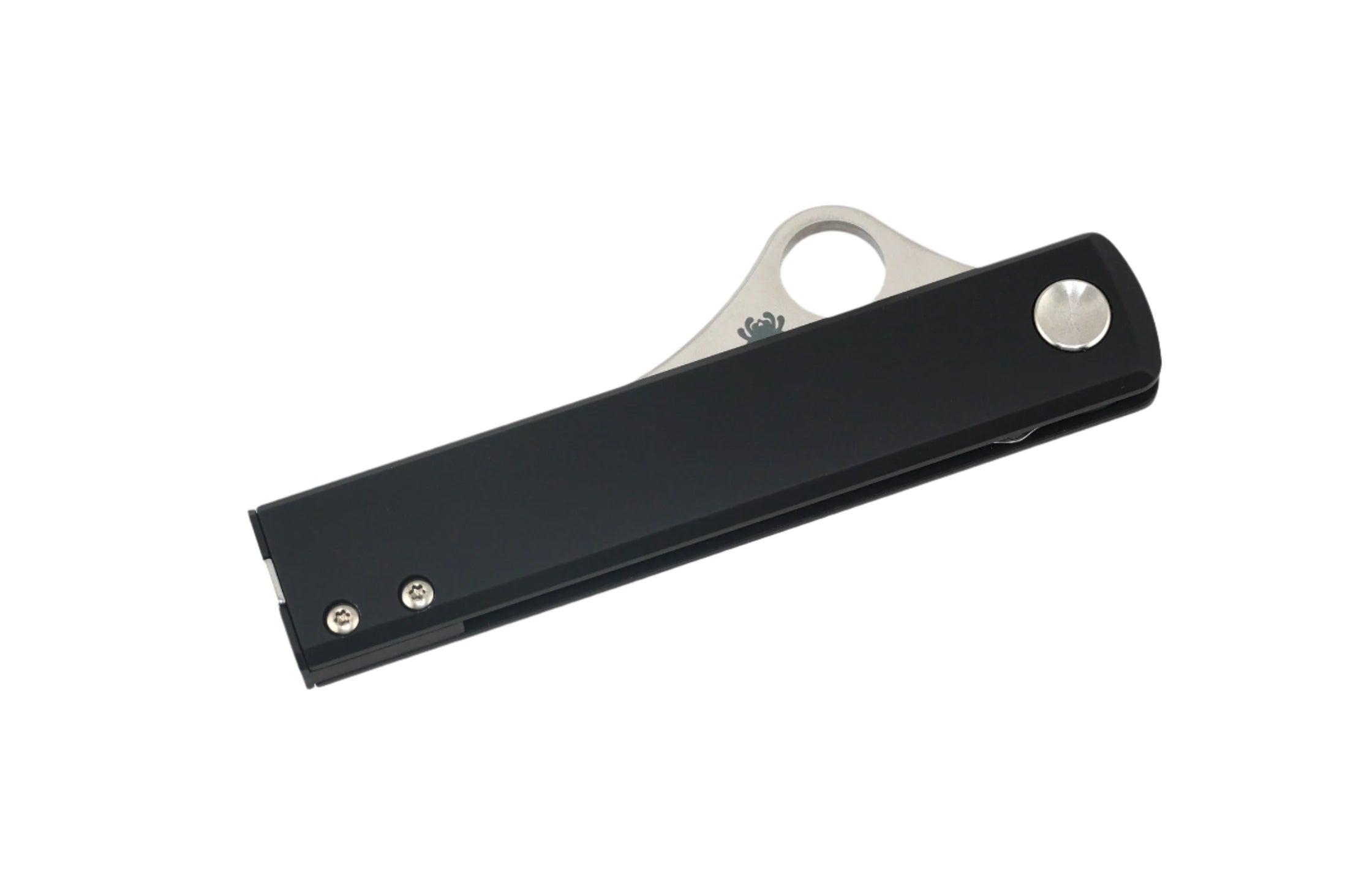 Spyderco Riccardo Gobbato Essenza Liner Lock Folding Knife 3.19" N690Co Satin Blade Black Aluminum Handles - NORTH RIVER OUTDOORS