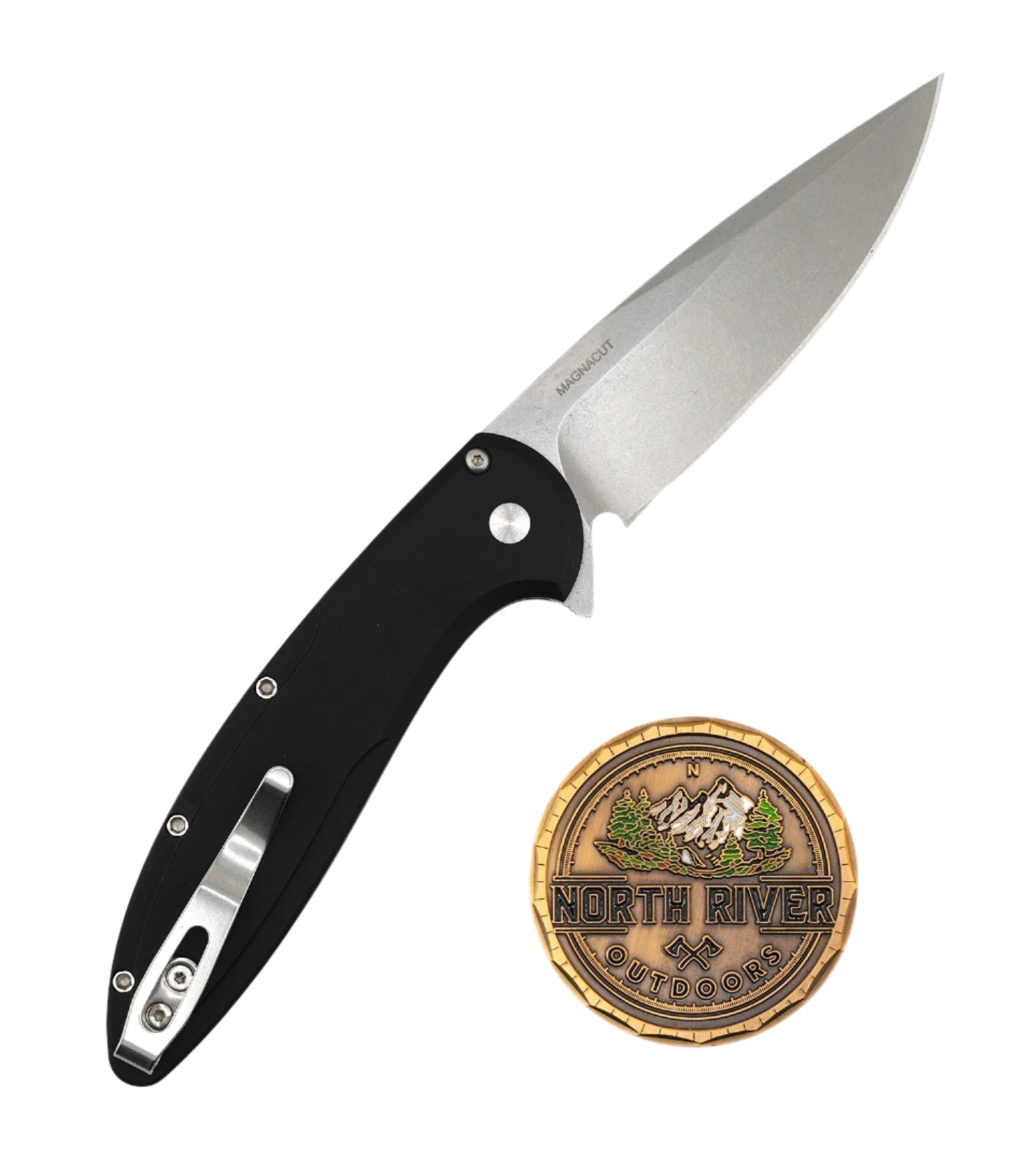 Protech Cambria 2 Red Black handle Red TechnoCarbo Inlay & Black Lip Pear button inlay - NORTH RIVER OUTDOORS