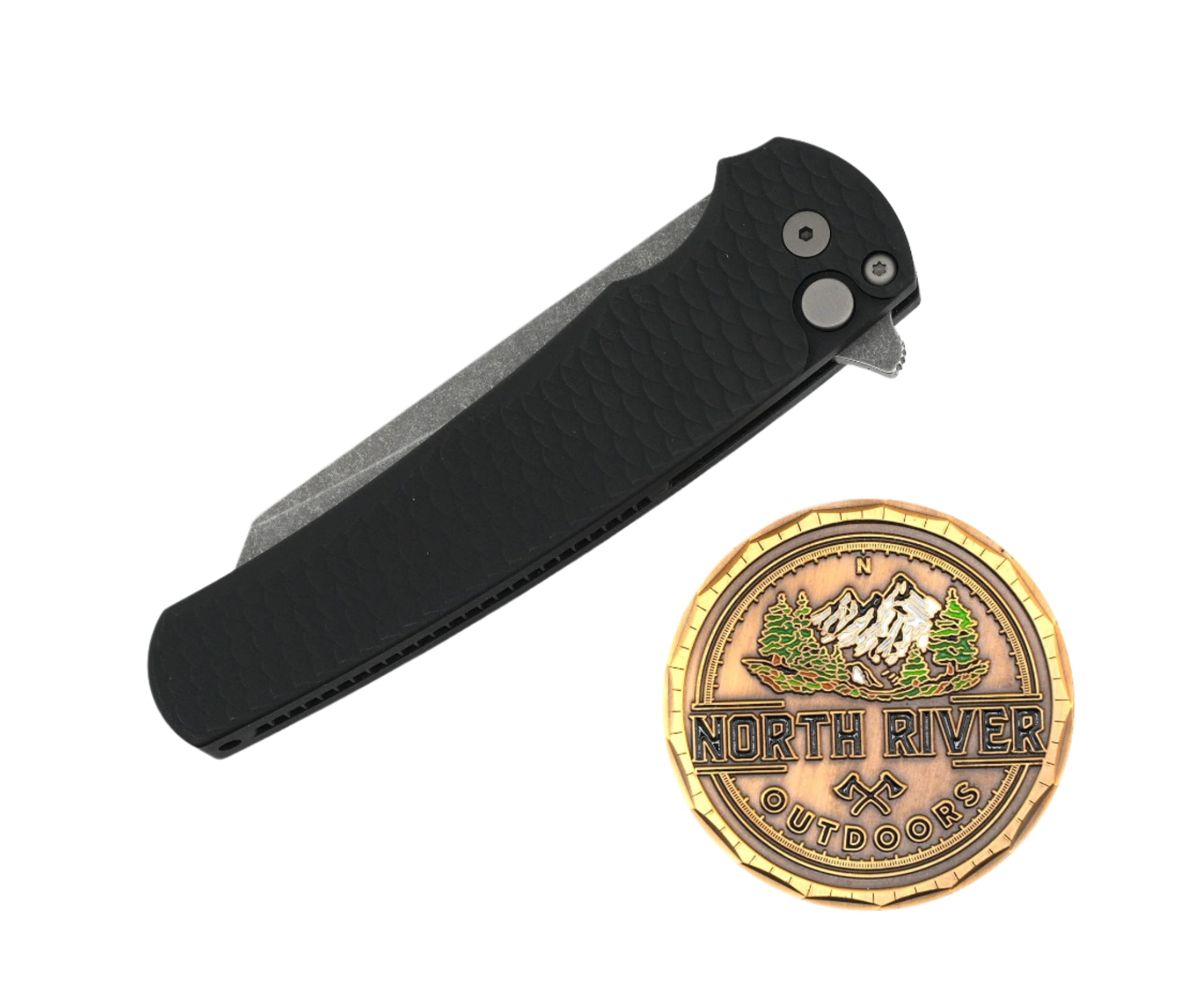 Pro-Tech Malibu Flipper Black Dragon Scale Handles Acid Washed Magnacut Reverse Tanto - NORTH RIVER OUTDOORS
