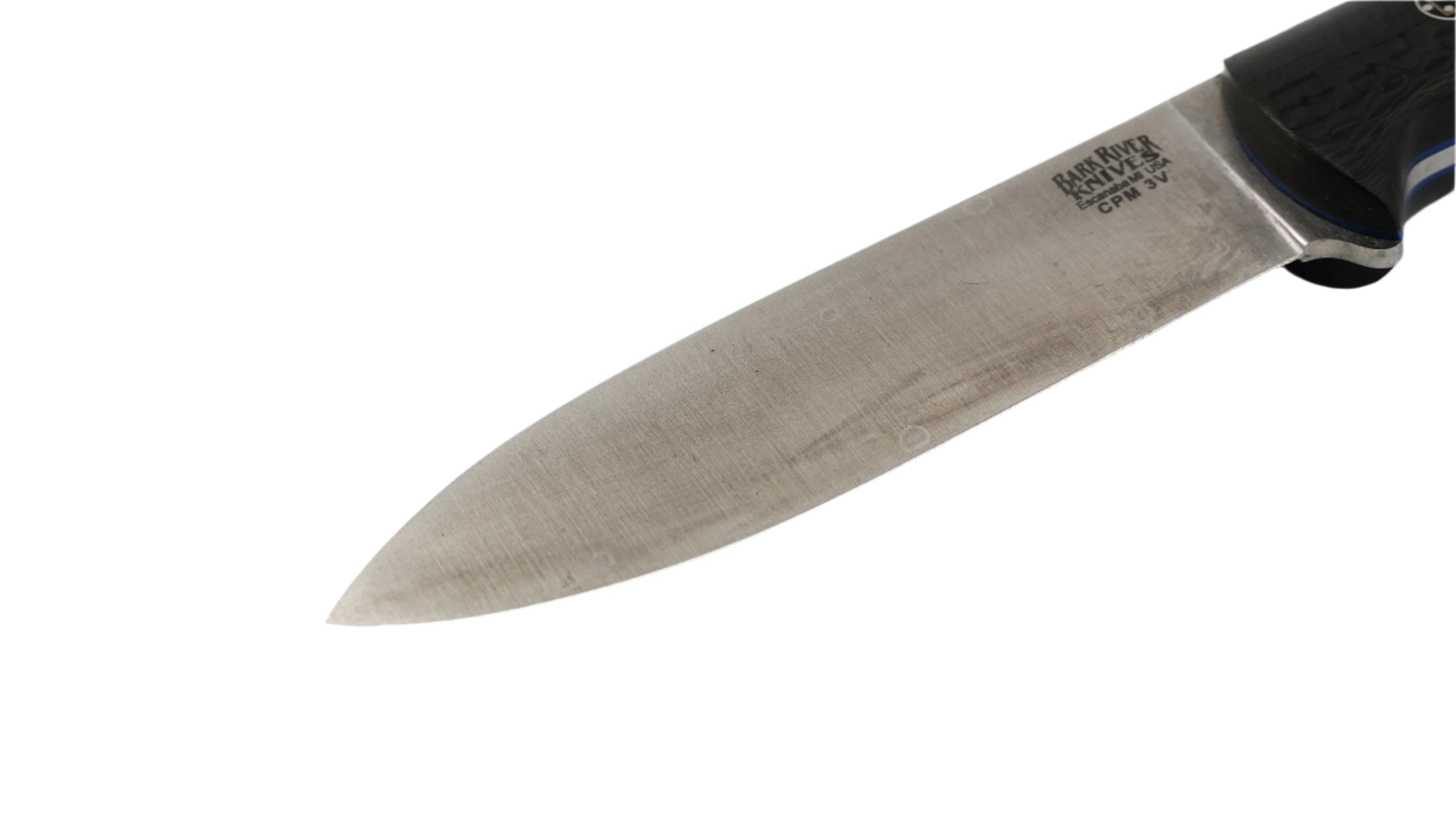 Bark River Mini Kephart Knife 3V Carbon Fiber Blue Liners Mosaic Pins #1 (USA) - NORTH RIVER OUTDOORS