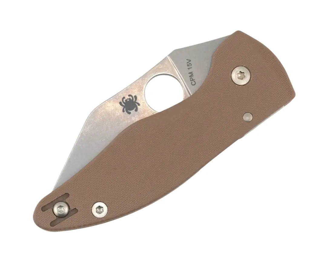 Spyderco MicroJimbo Sprint Run Folding Knife 2.45" CPM-15V Stonewashed Plain Blade w/ Brown G10 Handles & Compression Lock - C264GPBN15V