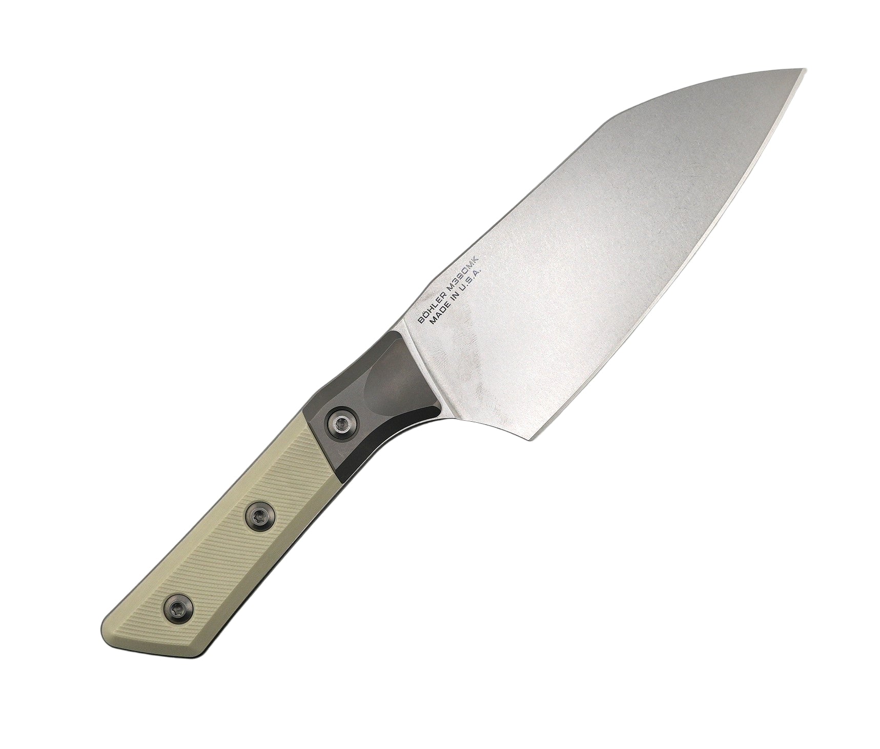 Microtech 6" Santoku Knife Stonewash Blade - G10 Handles w/ Titanium Bolsters