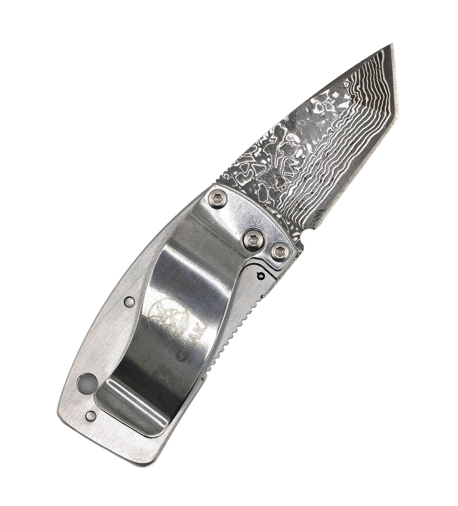 G. Sakai Ukimon Sakura Damascus Tanto Money Clip Folding Knife (Japan)
